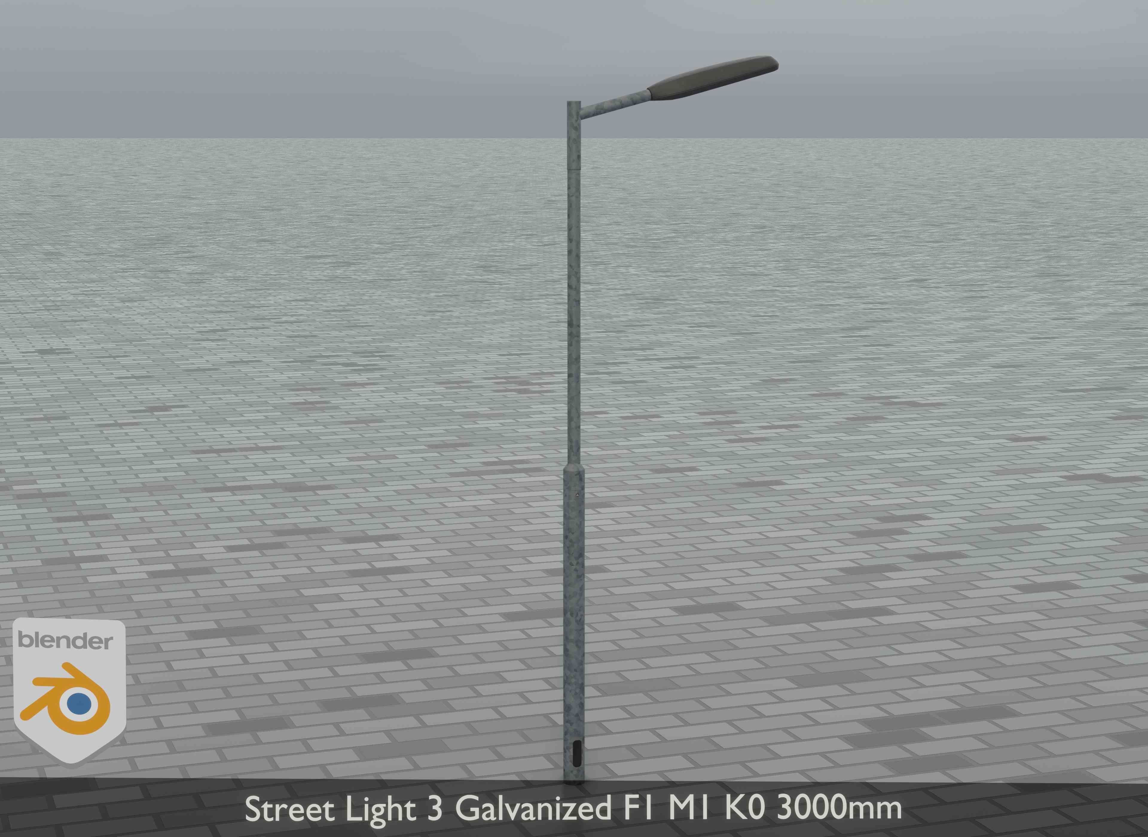 Street Light 3 Galvanized F1 M1 K0 3000mm Low-poly 3D model_10