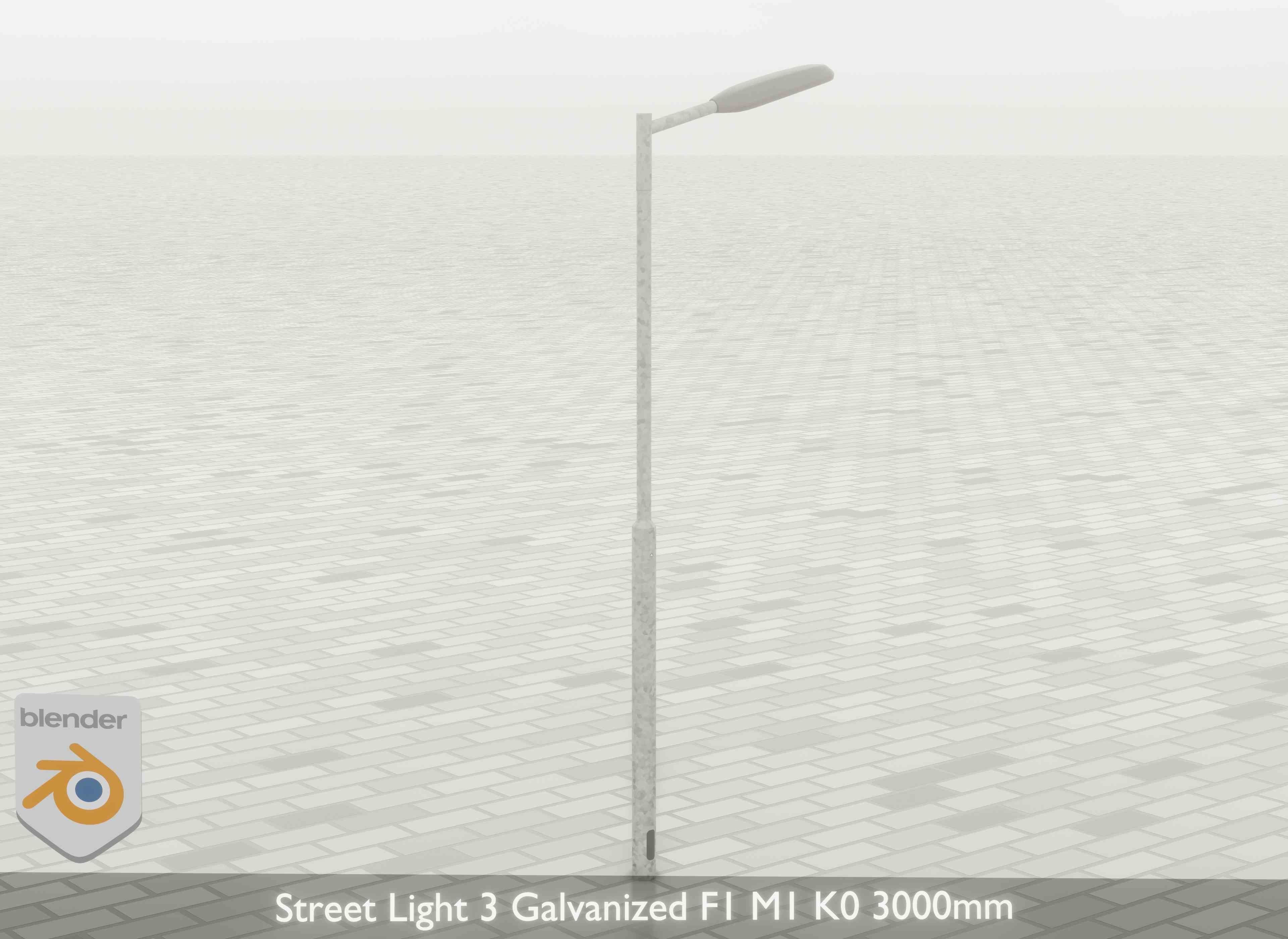 Street Light 3 Galvanized F1 M1 K0 3000mm Low-poly 3D model_26