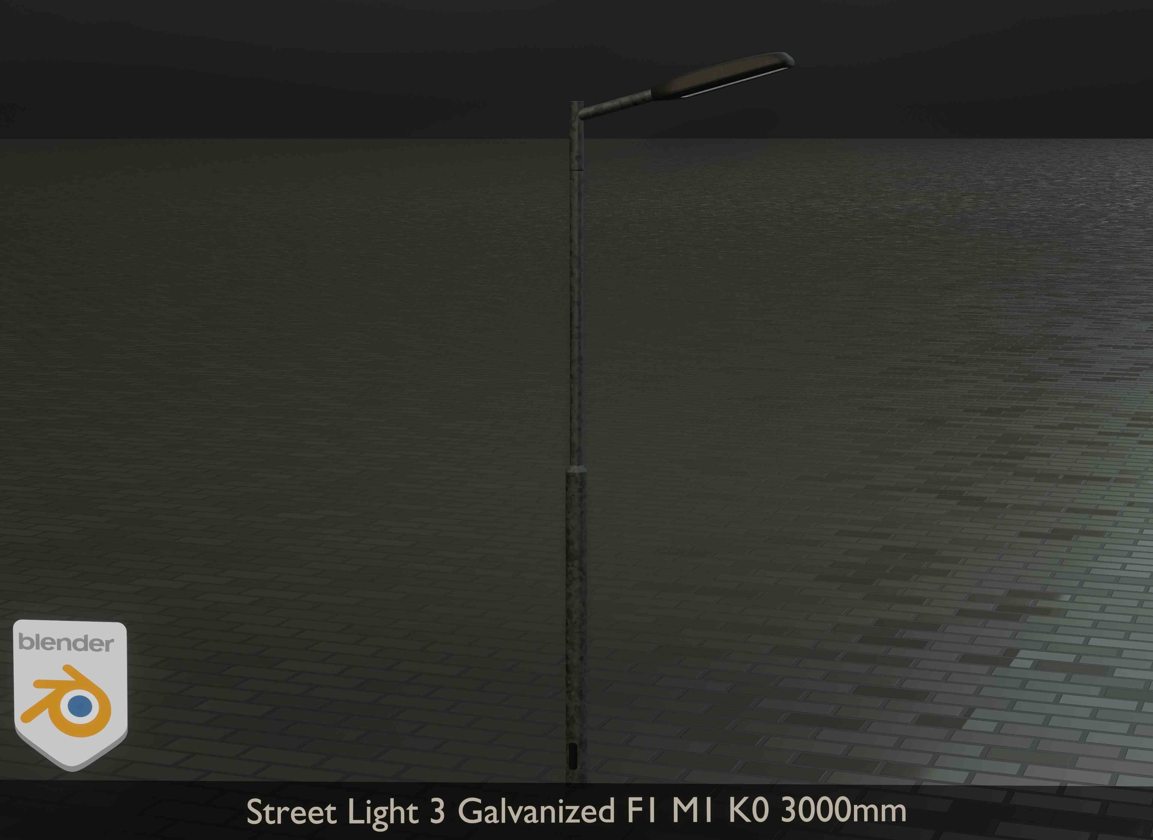 Street Light 3 Galvanized F1 M1 K0 3000mm Low-poly 3D model_12