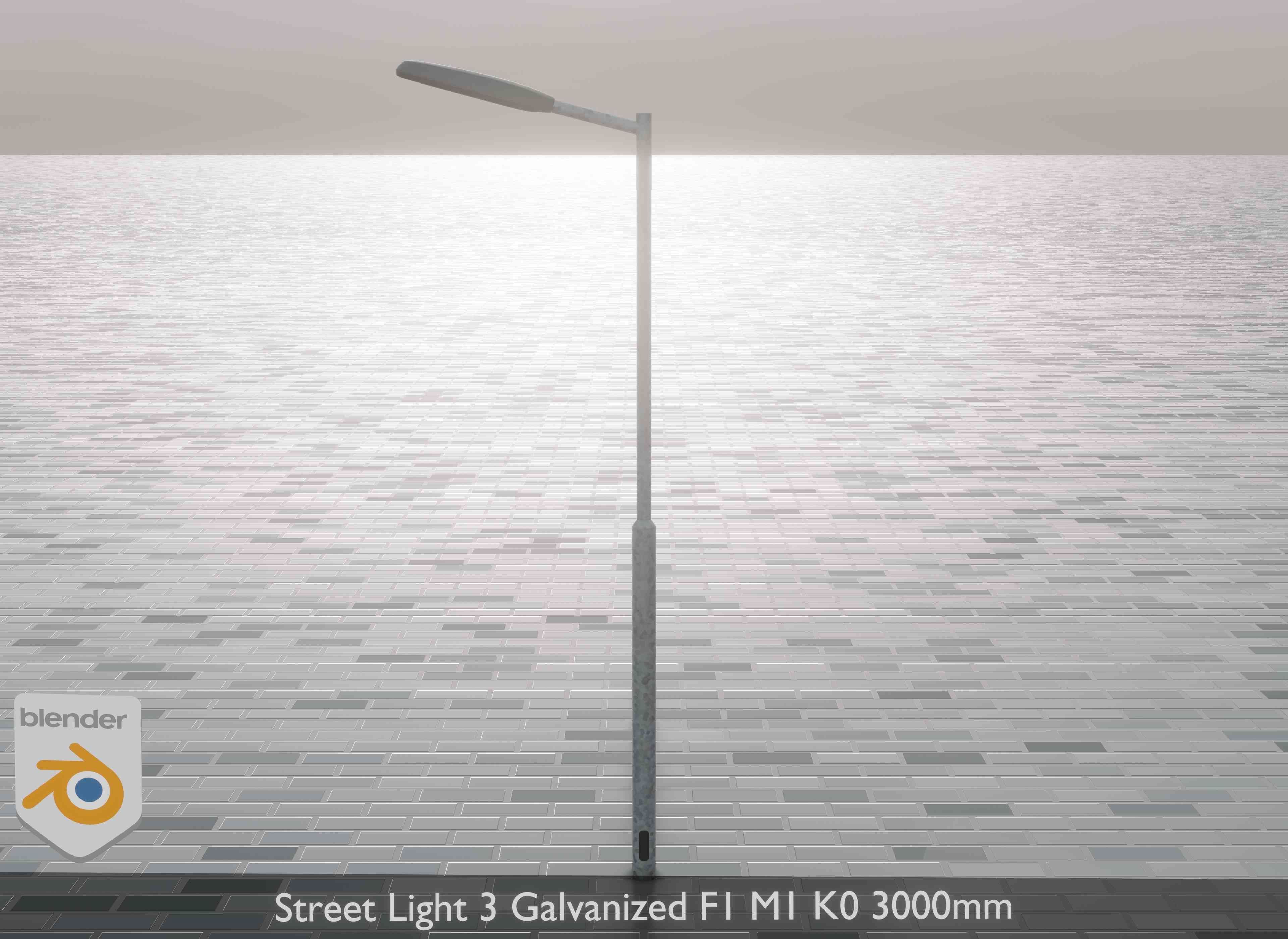 Street Light 3 Galvanized F1 M1 K0 3000mm Low-poly 3D model_1