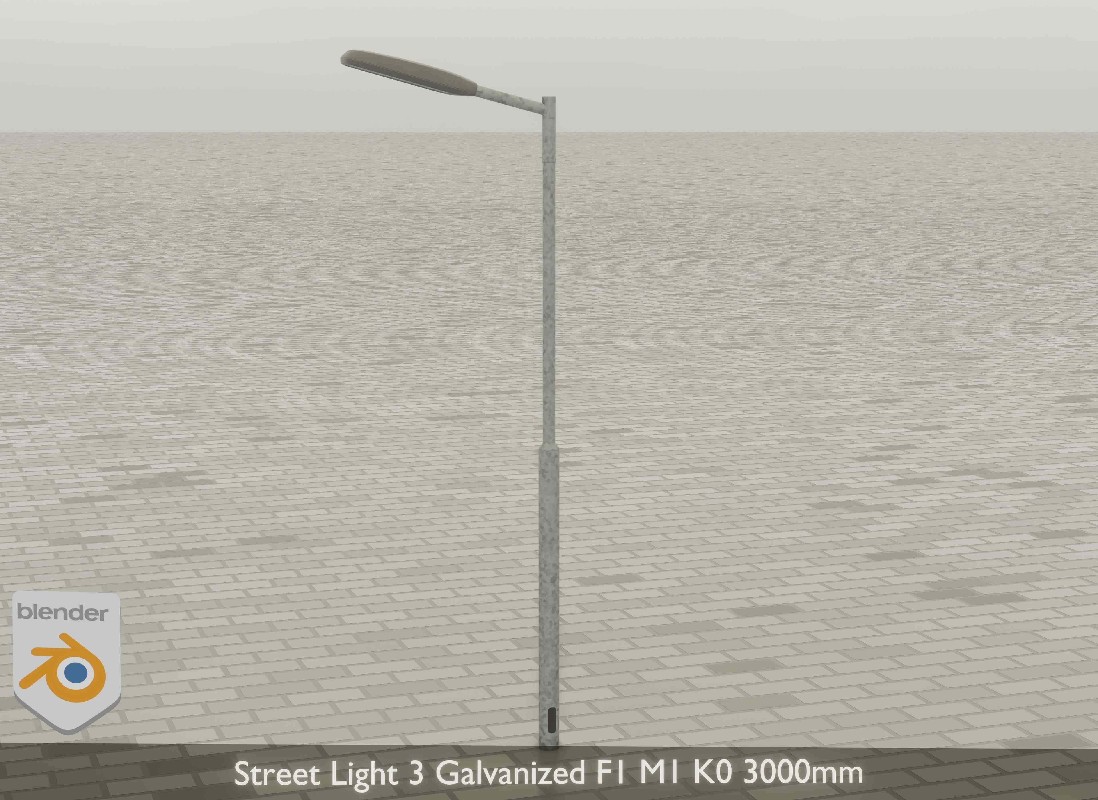 Street Light 3 Galvanized F1 M1 K0 3000mm Low-poly 3D model_18