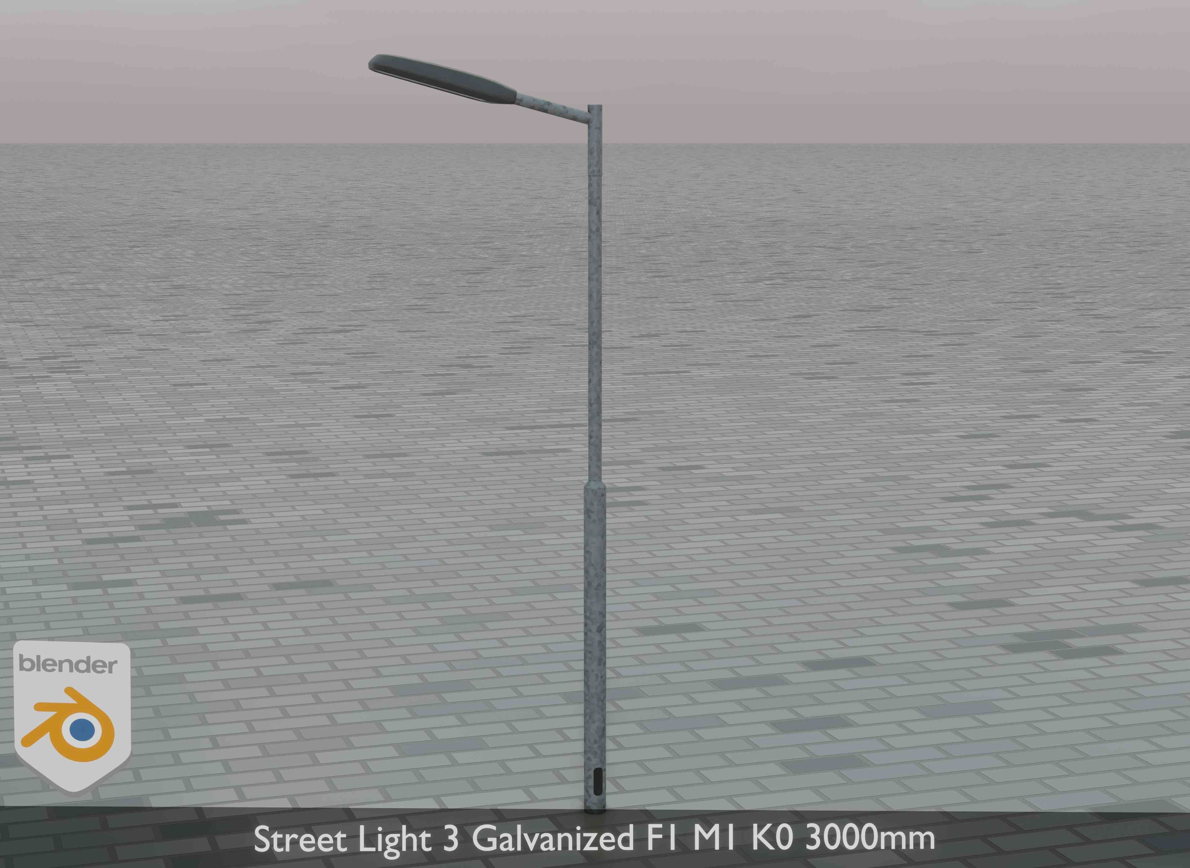 Street Light 3 Galvanized F1 M1 K0 3000mm Low-poly 3D model_36