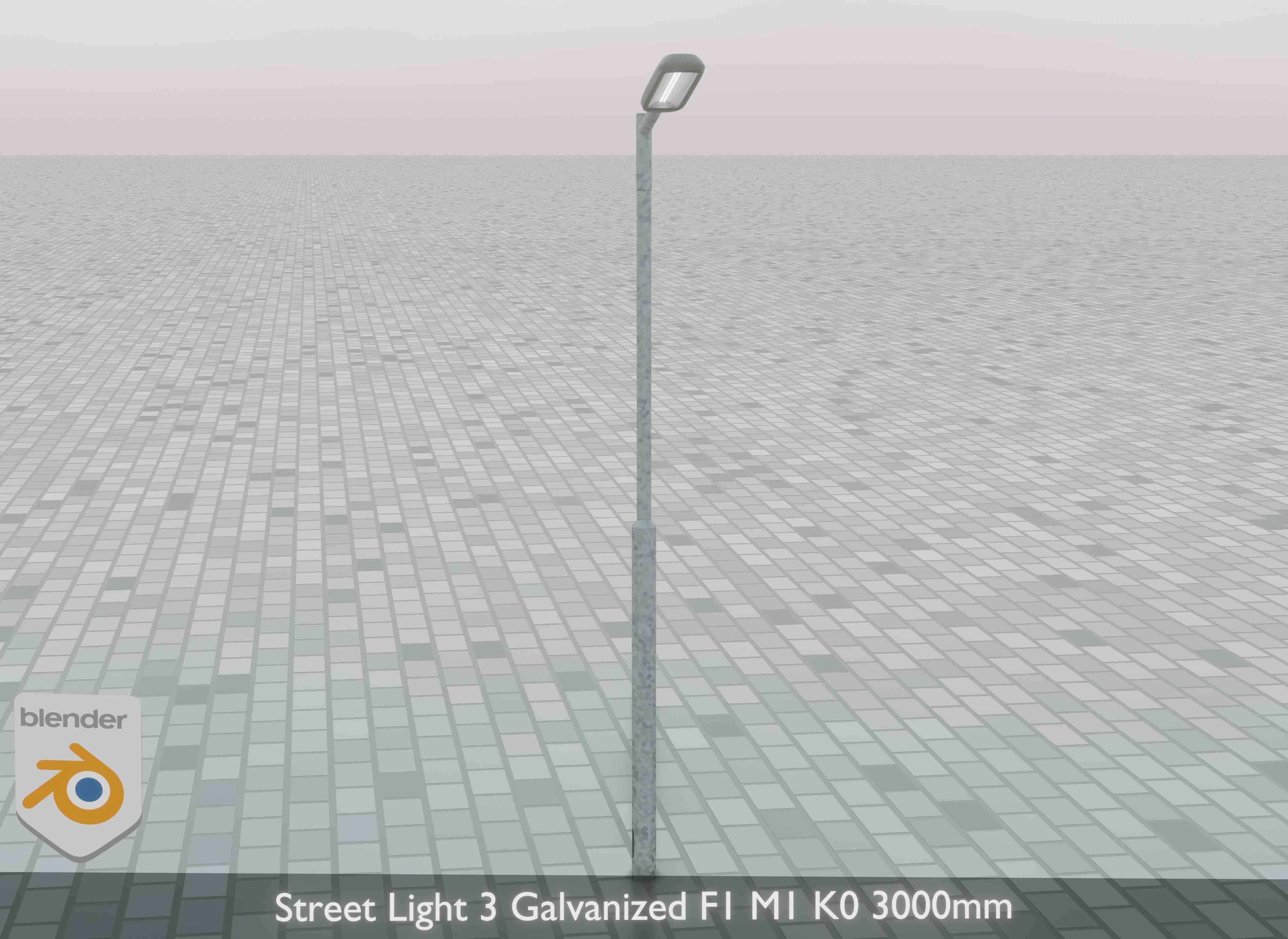 Street Light 3 Galvanized F1 M1 K0 3000mm Low-poly 3D model_32