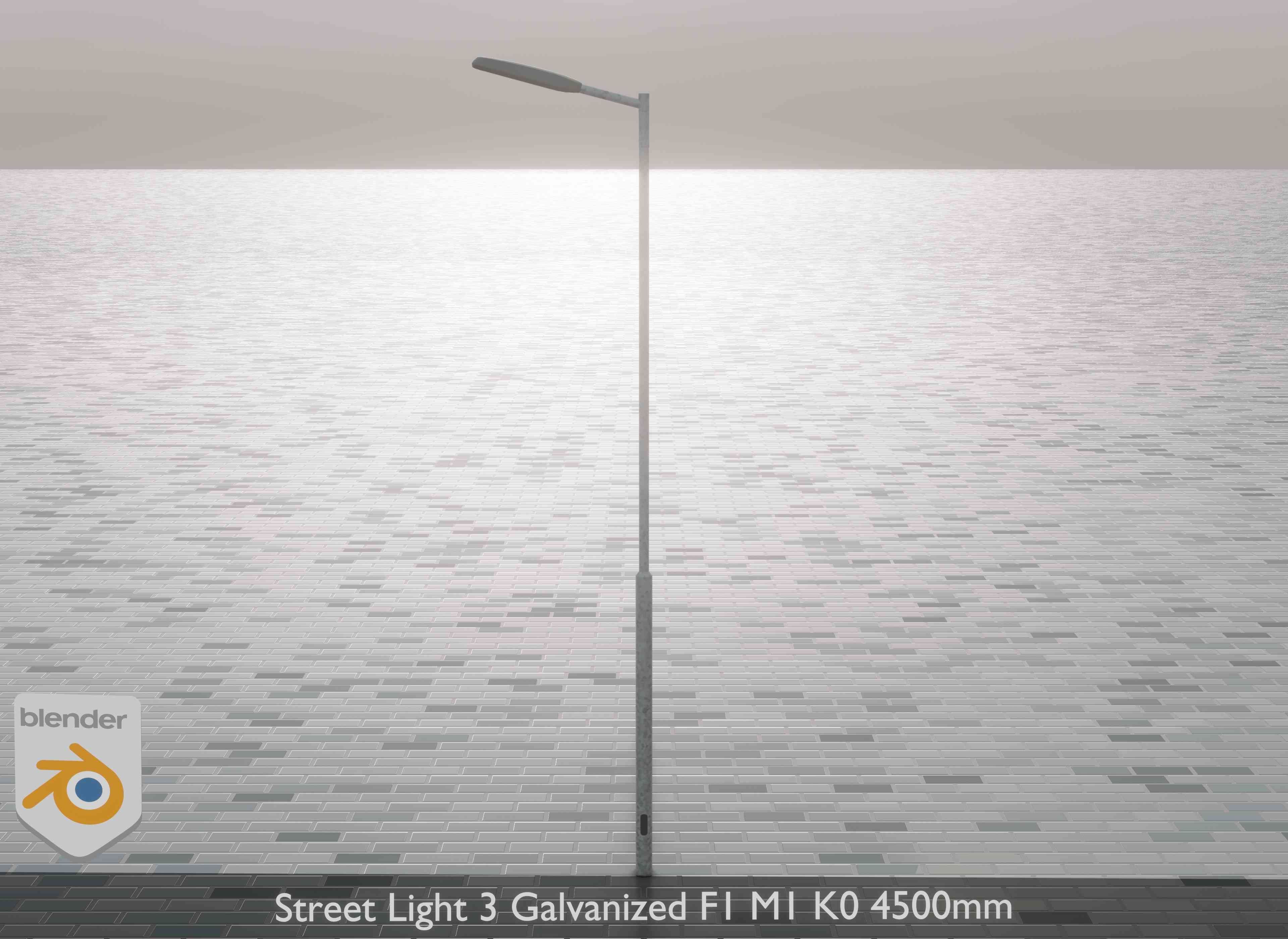 Street Light 3 Galvanized F1 M1 K0 4500mm Low-poly 3D model_10