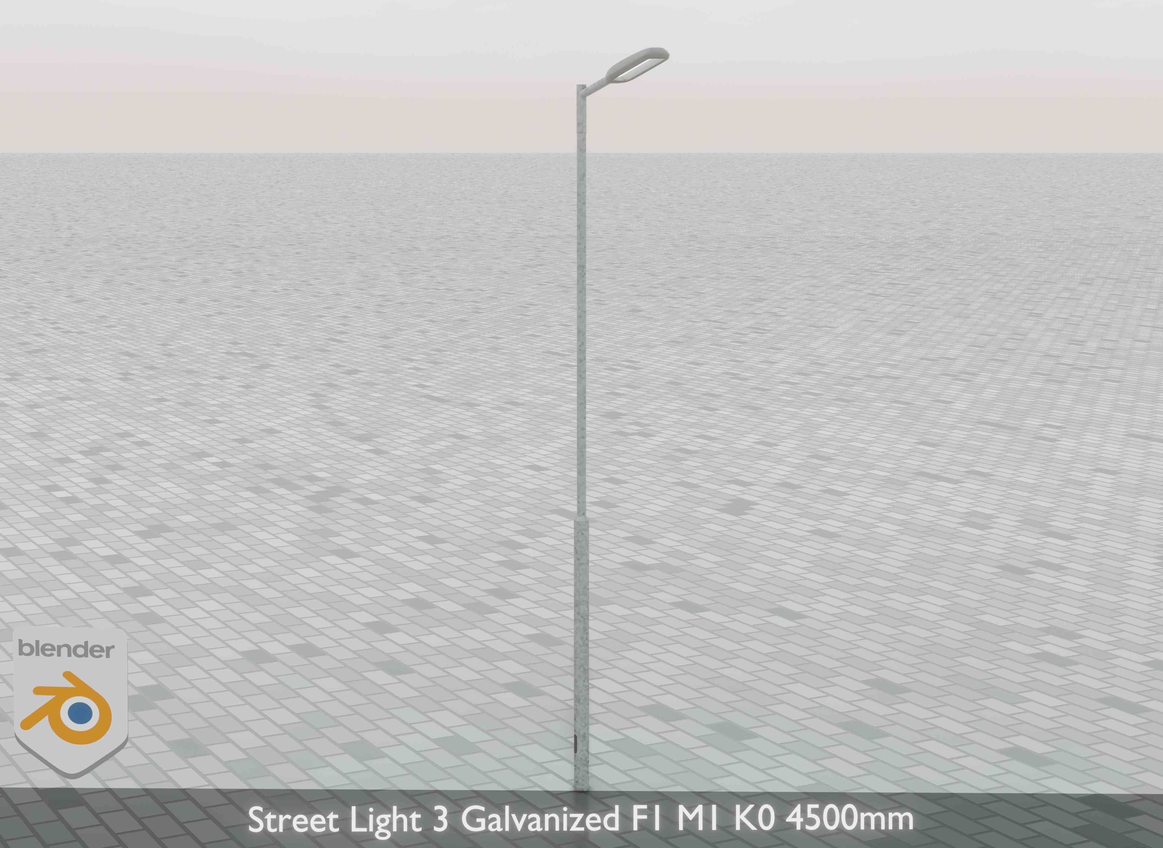 Street Light 3 Galvanized F1 M1 K0 4500mm Low-poly 3D model_30