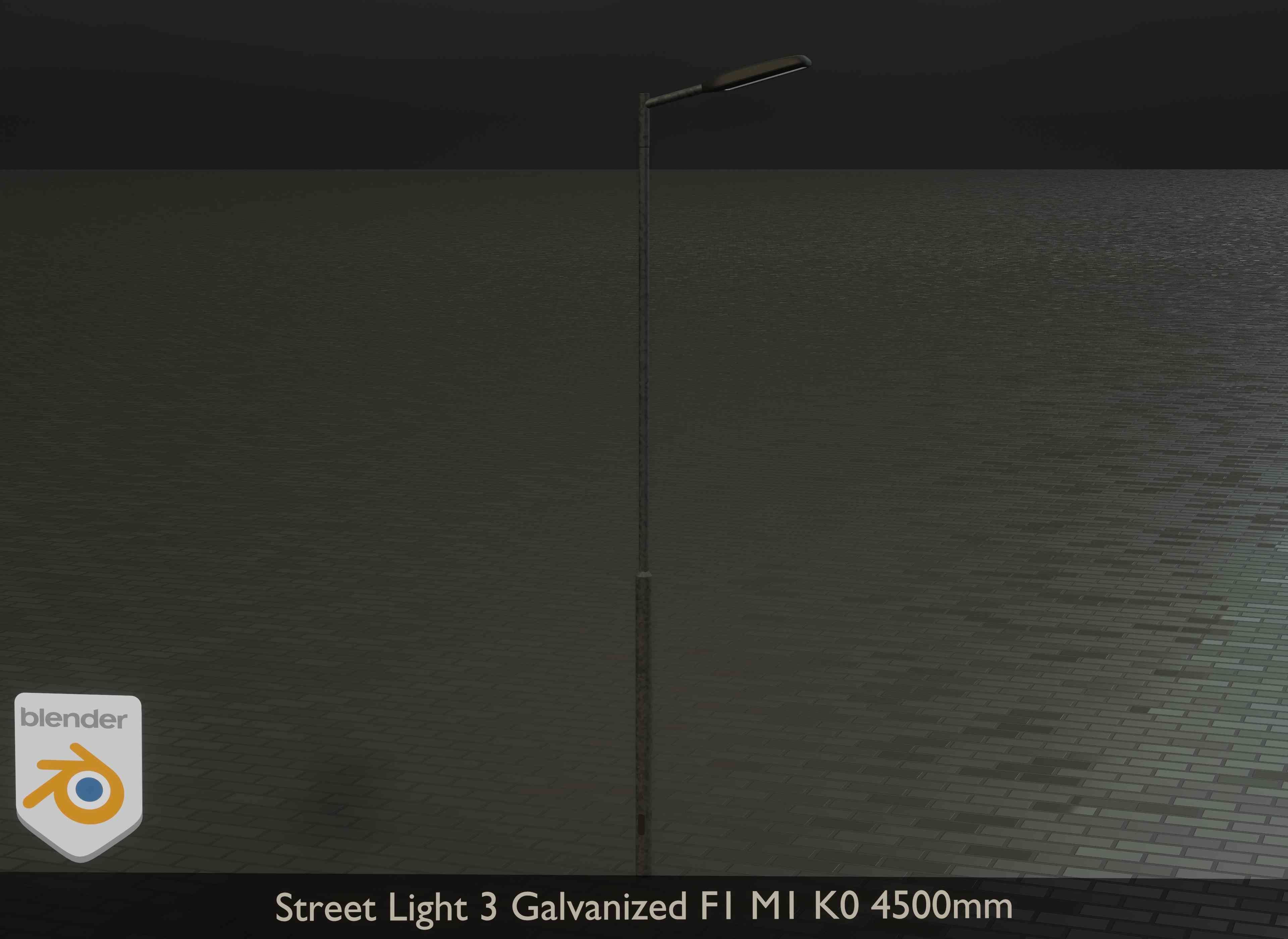Street Light 3 Galvanized F1 M1 K0 4500mm Low-poly 3D model_9