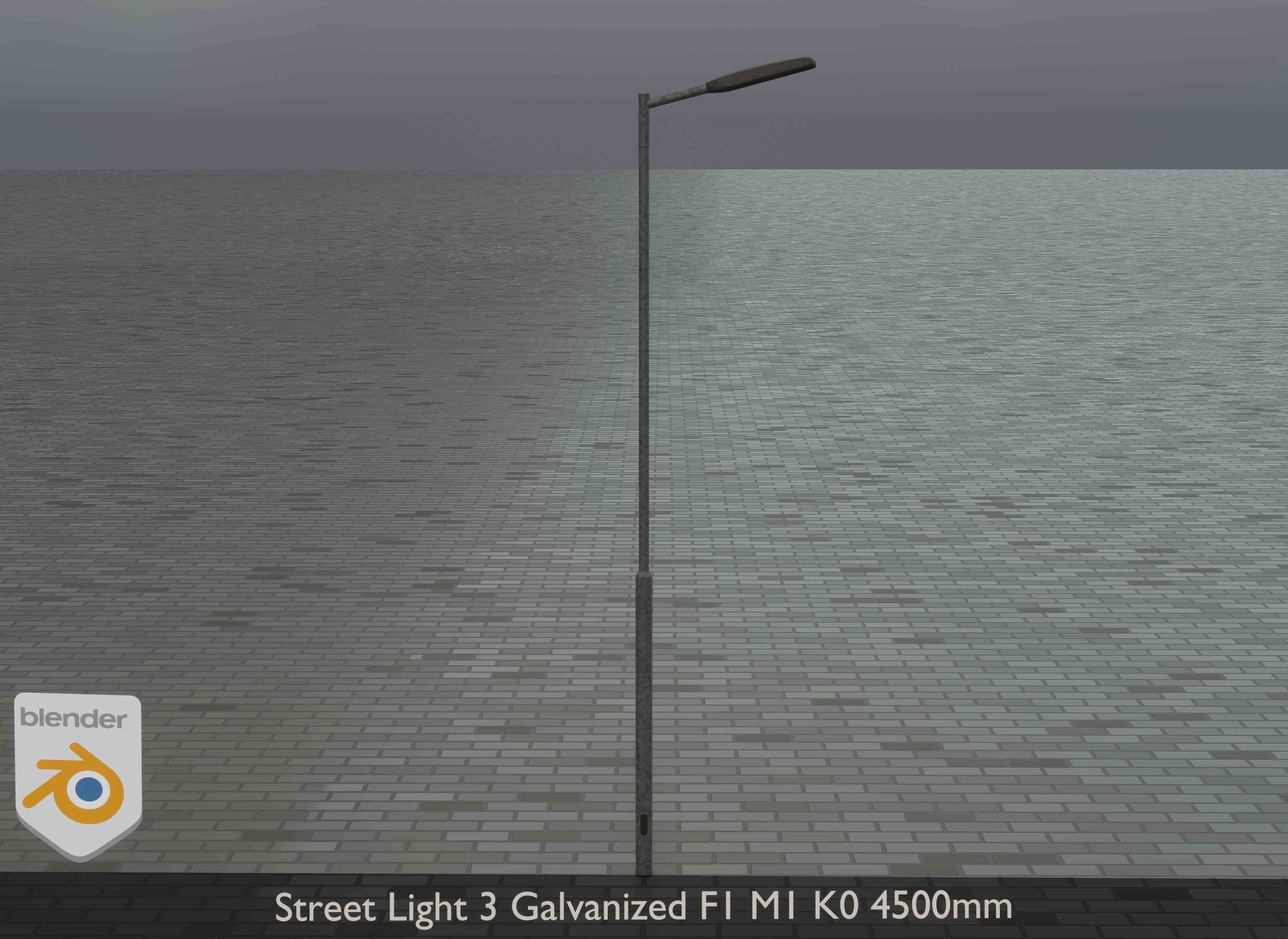 Street Light 3 Galvanized F1 M1 K0 4500mm Low-poly 3D model_12
