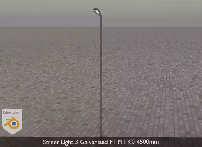 Street Light 3 Galvanized F1 M1 K0 4500mm Low-poly 3D model