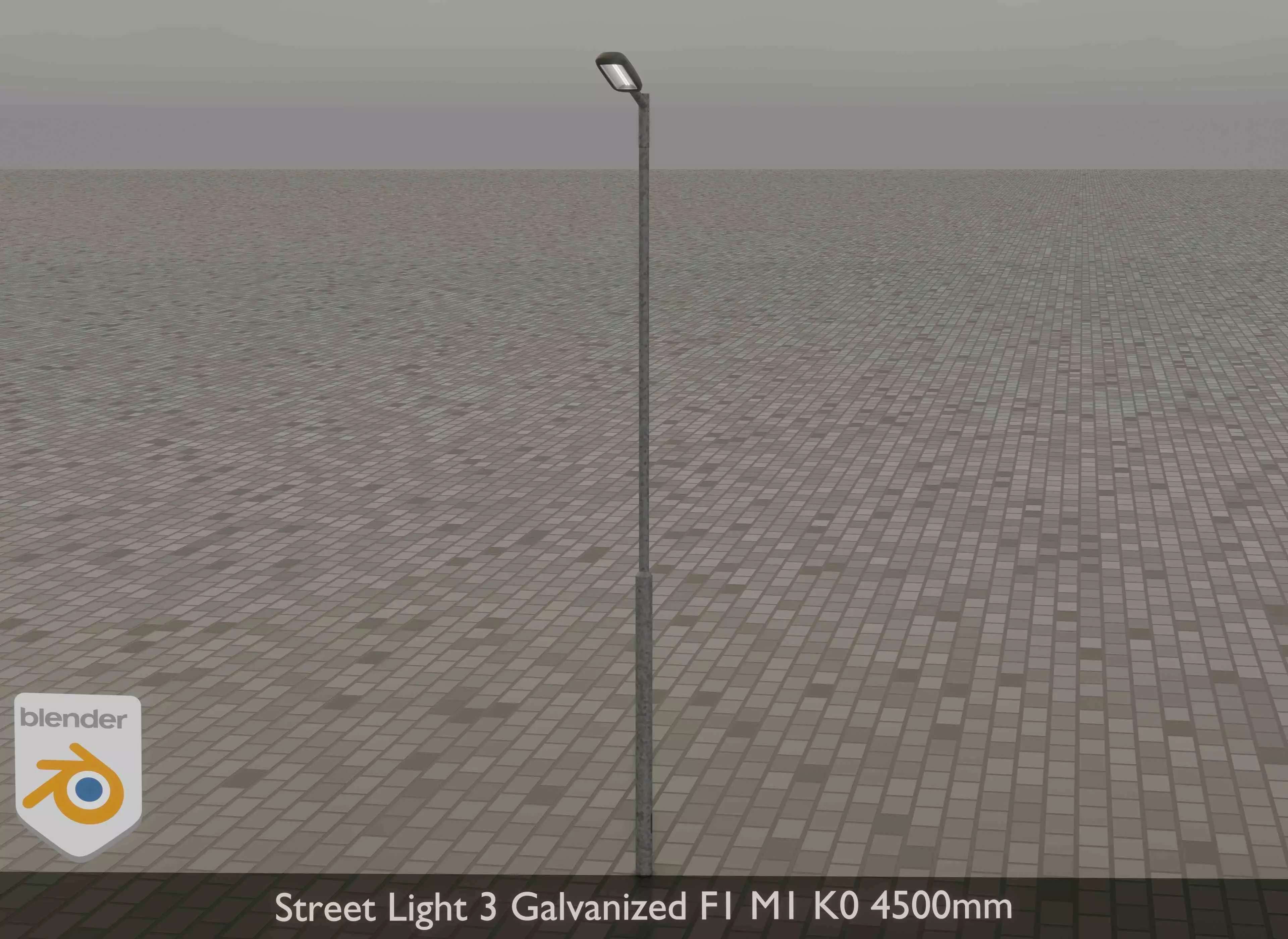 Street Light 3 Galvanized F1 M1 K0 4500mm Low-poly 3D model_0