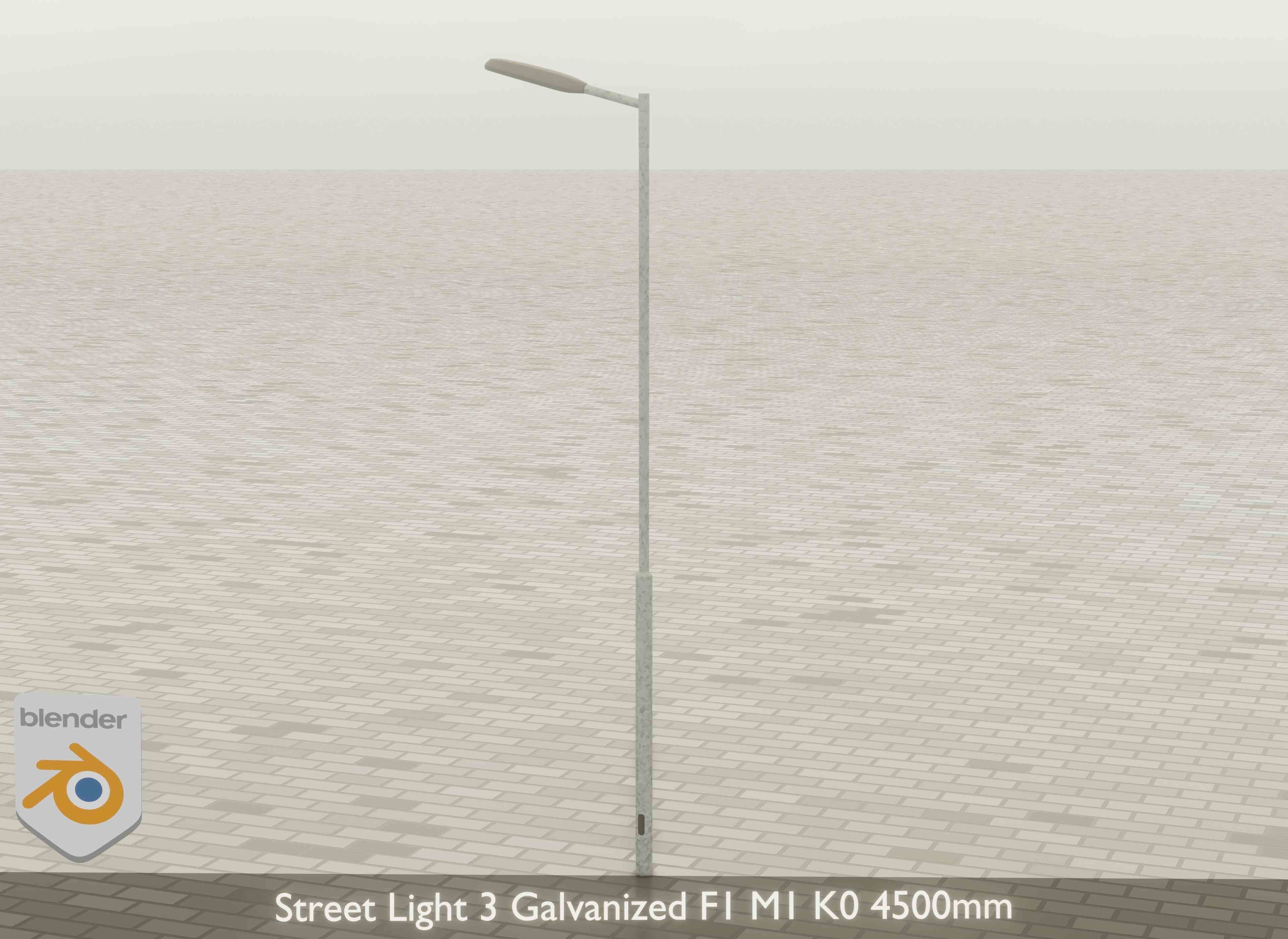 Street Light 3 Galvanized F1 M1 K0 4500mm Low-poly 3D model_19