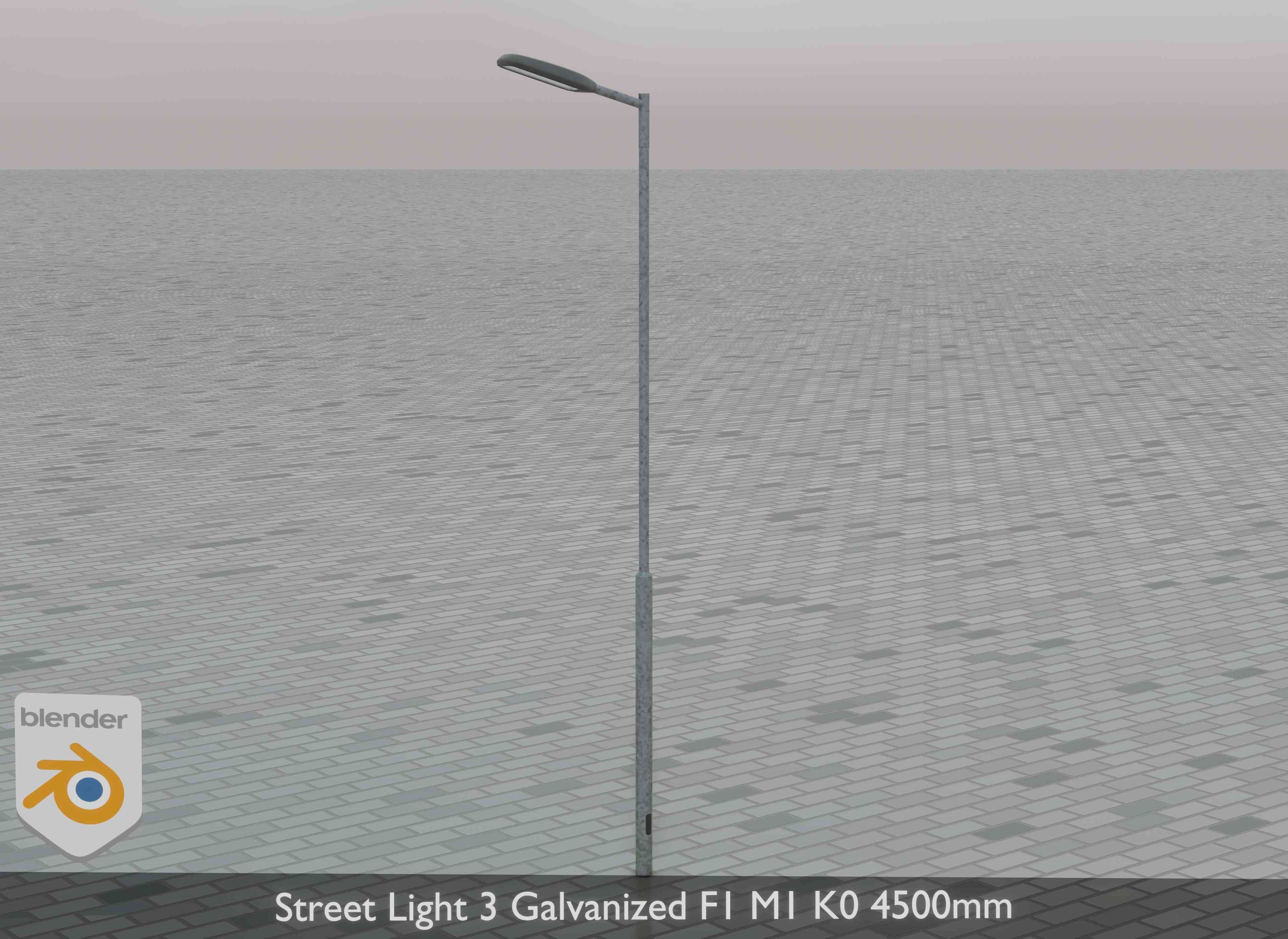 Street Light 3 Galvanized F1 M1 K0 4500mm Low-poly 3D model_34