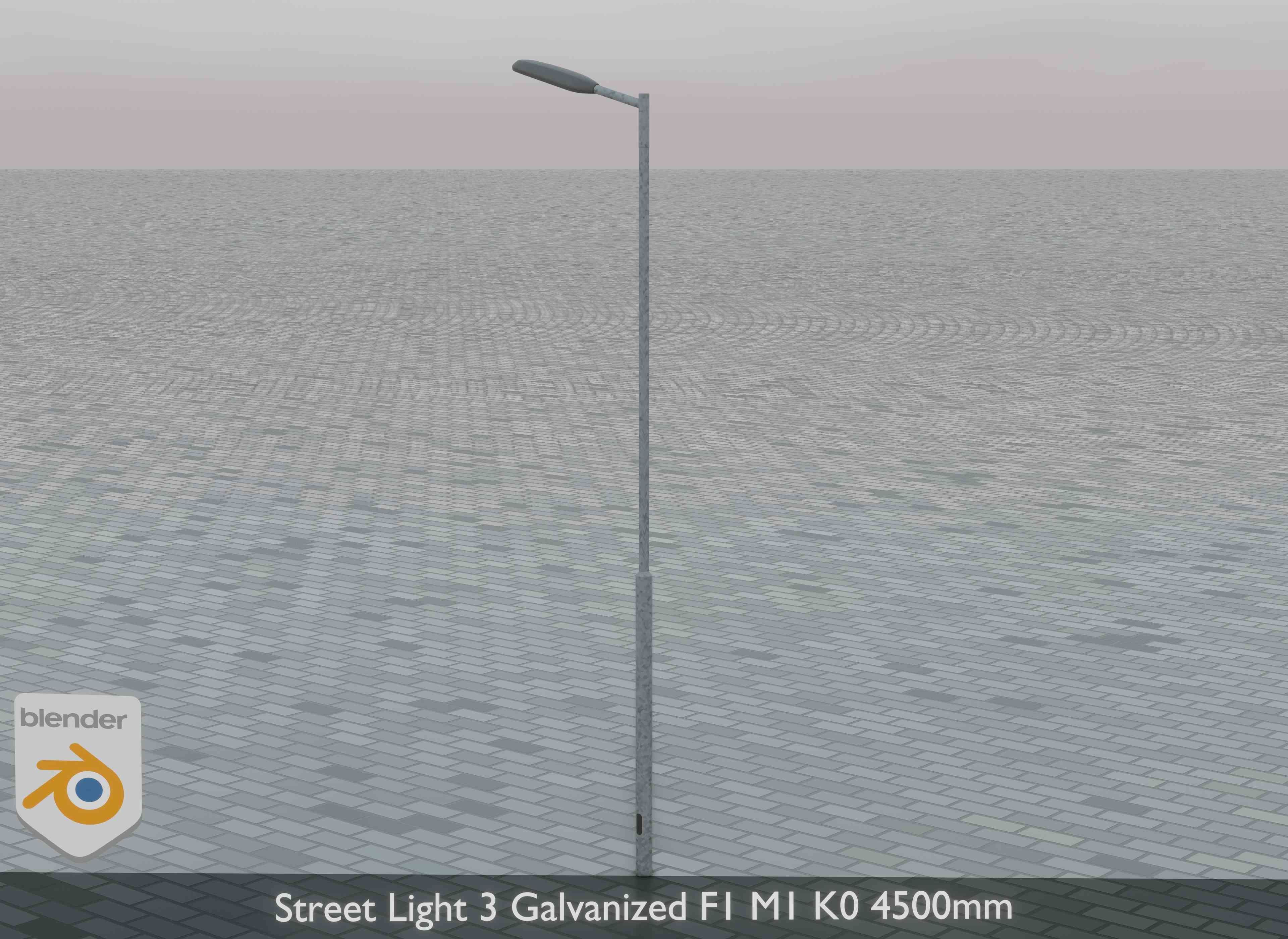 Street Light 3 Galvanized F1 M1 K0 4500mm Low-poly 3D model_3