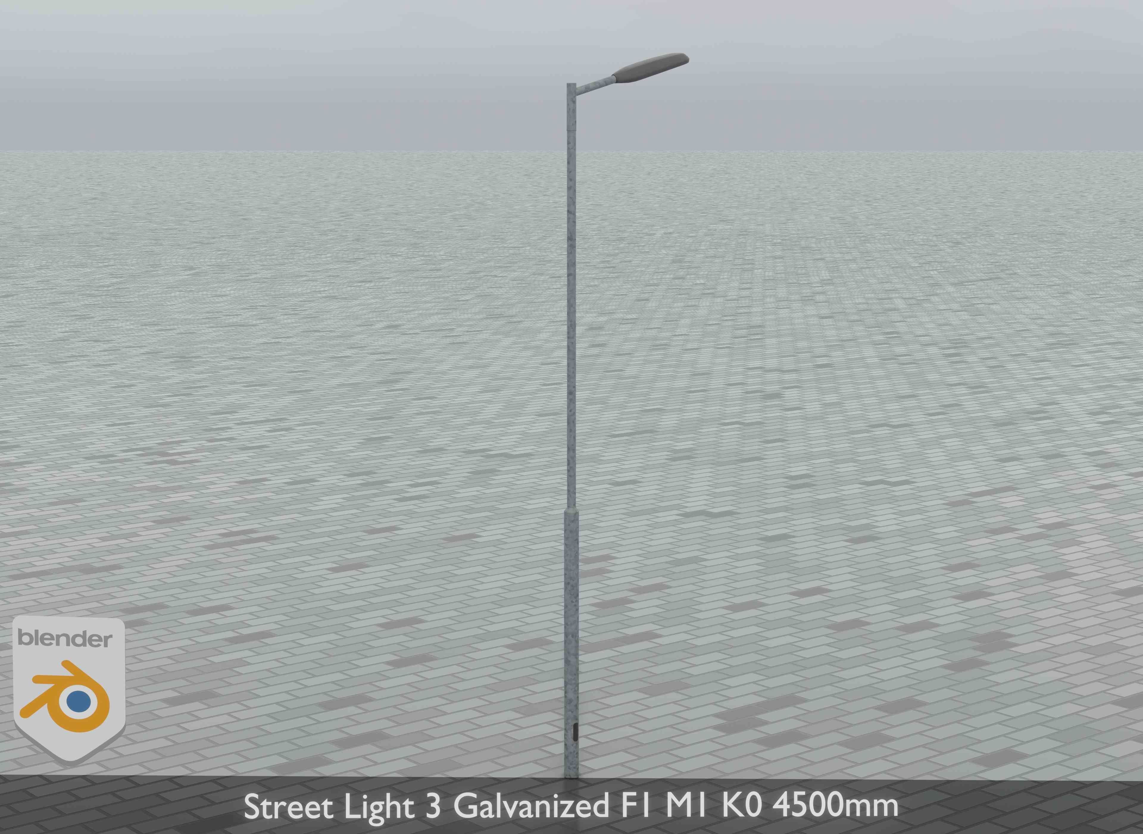 Street Light 3 Galvanized F1 M1 K0 4500mm Low-poly 3D model_8