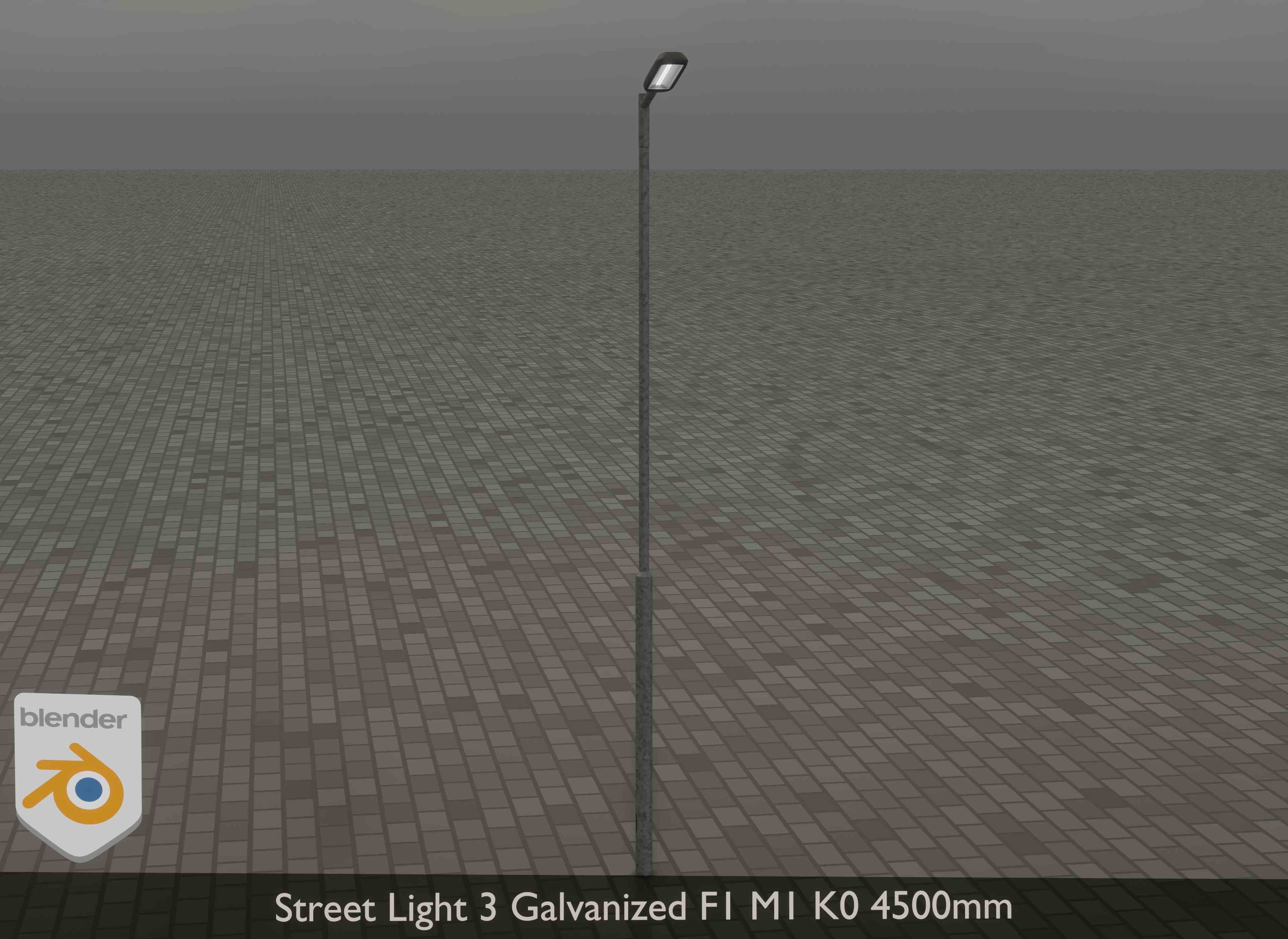 Street Light 3 Galvanized F1 M1 K0 4500mm Low-poly 3D model_14