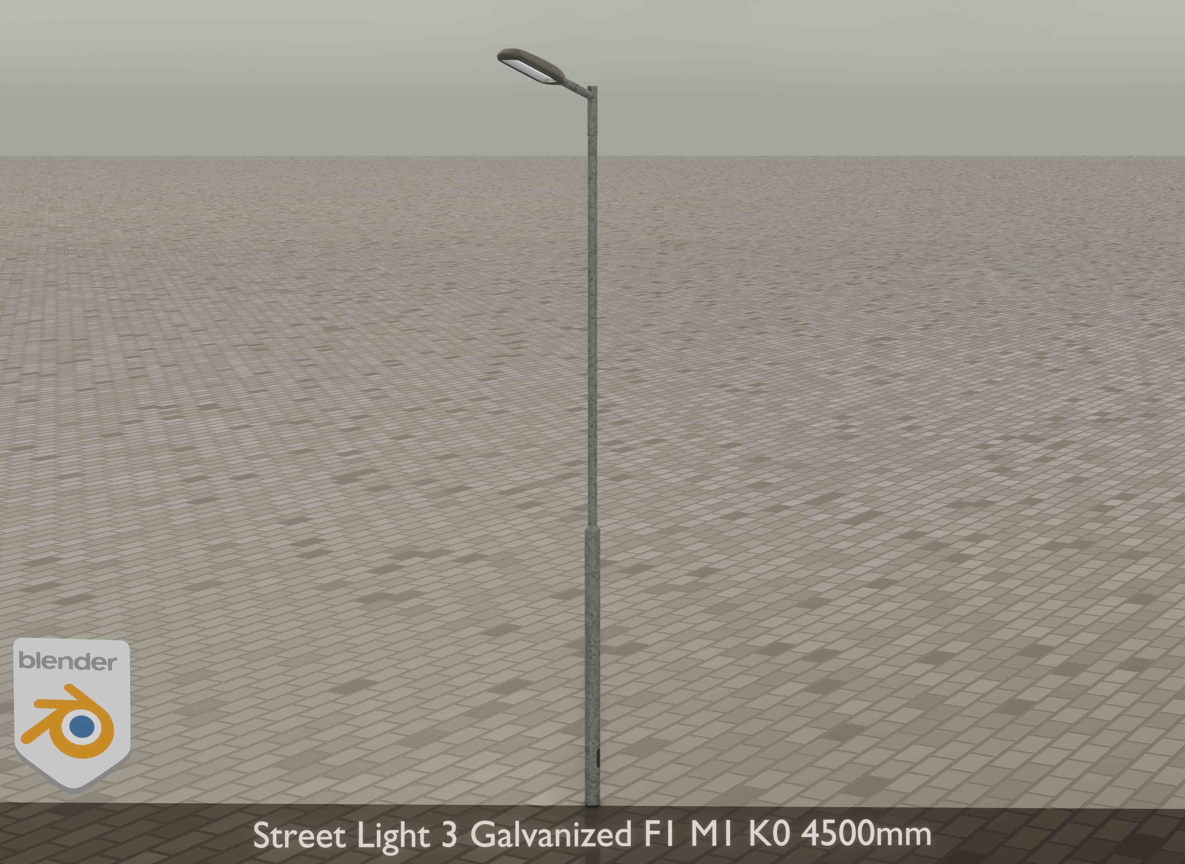 Street Light 3 Galvanized F1 M1 K0 4500mm Low-poly 3D model_15