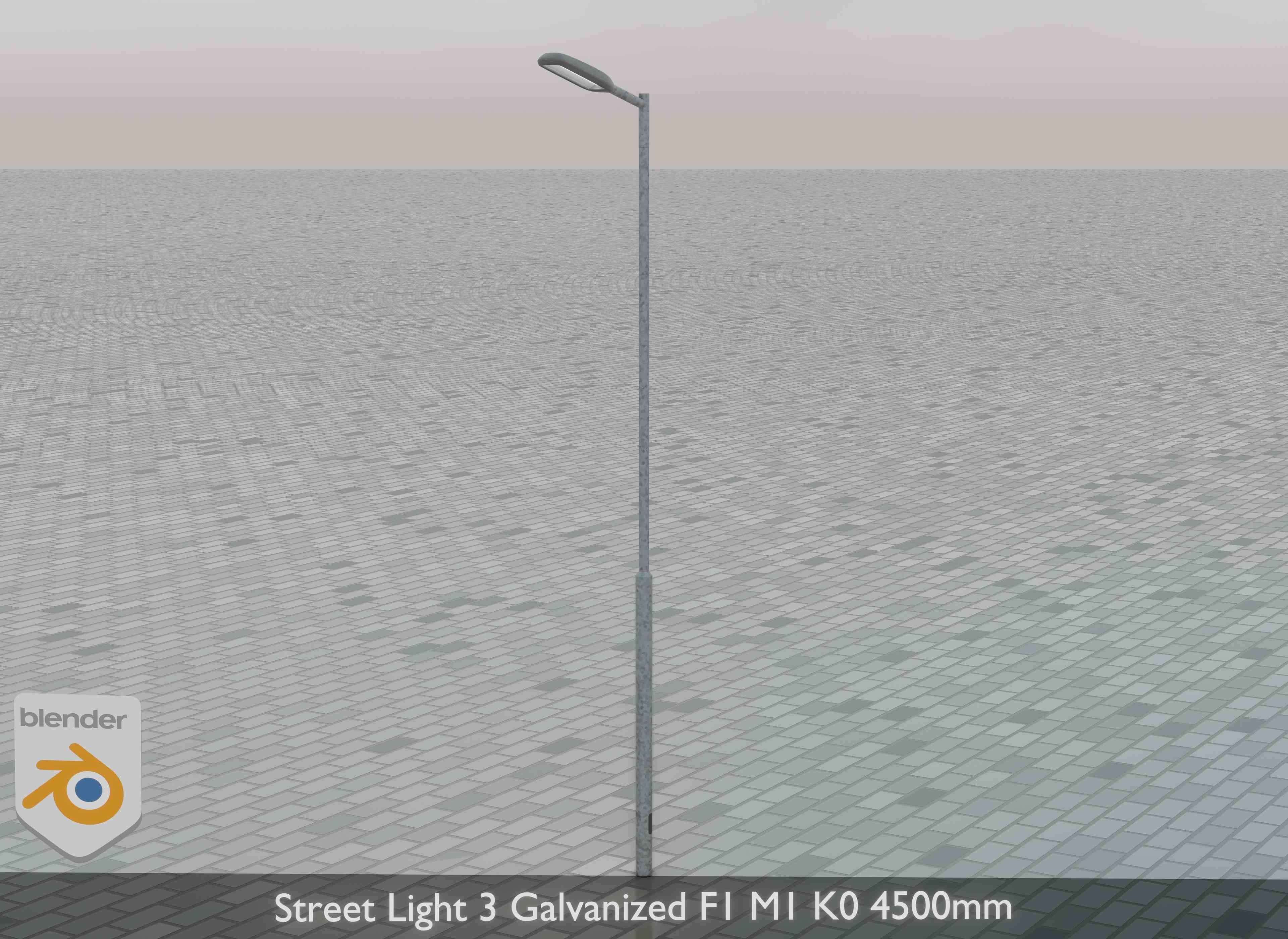 Street Light 3 Galvanized F1 M1 K0 4500mm Low-poly 3D model_33