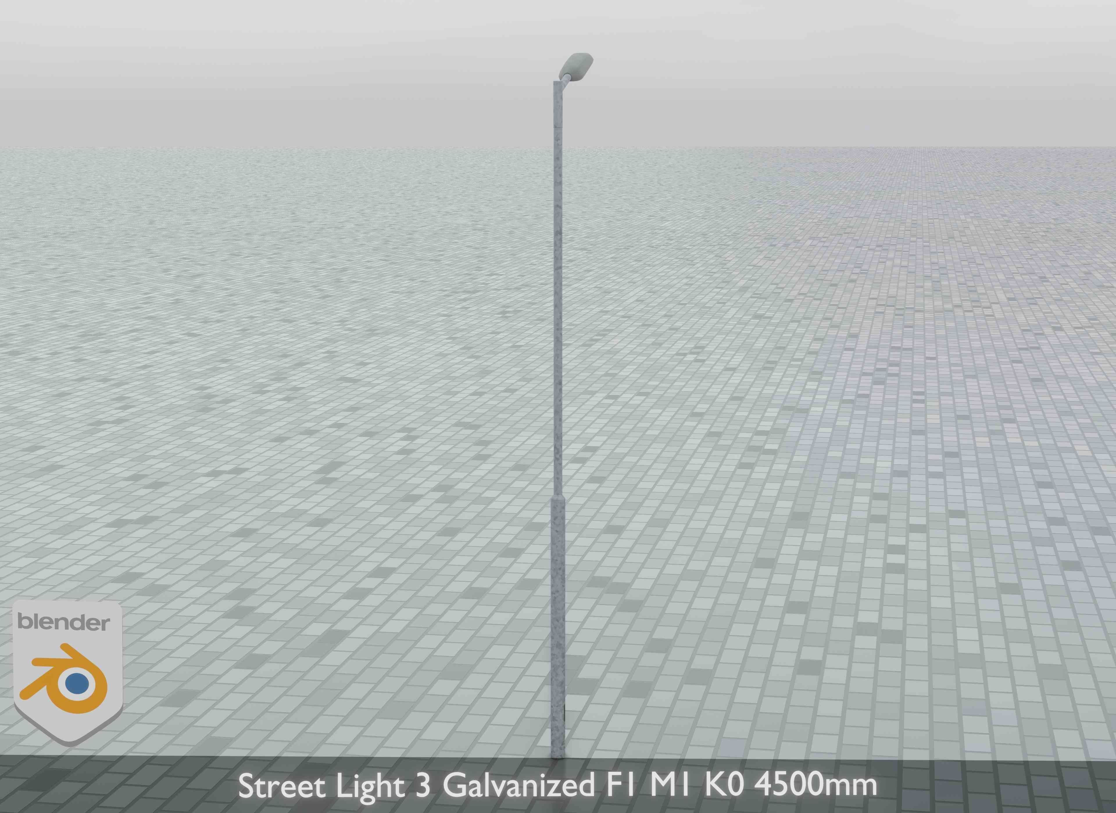 Street Light 3 Galvanized F1 M1 K0 4500mm Low-poly 3D model_6