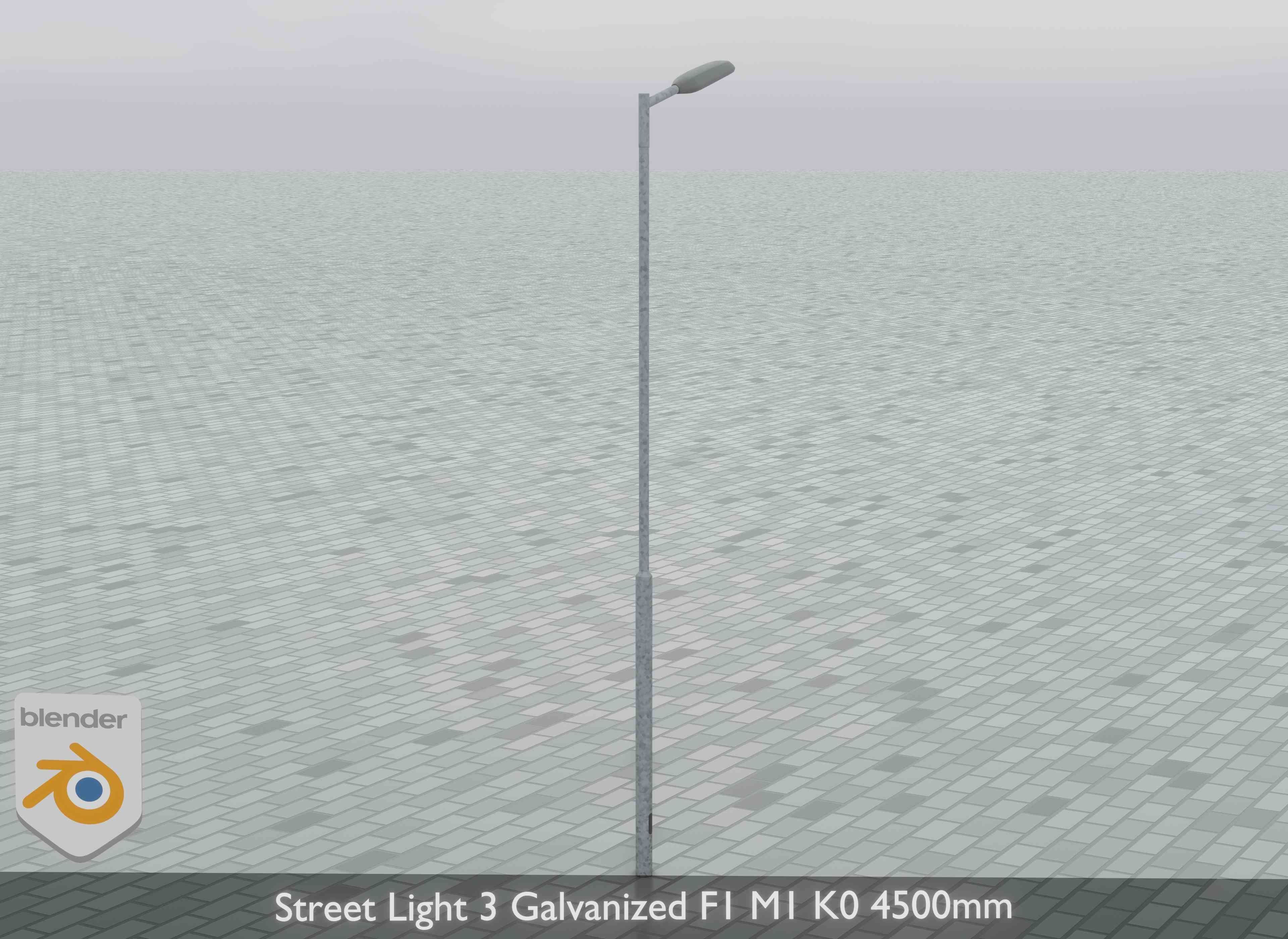 Street Light 3 Galvanized F1 M1 K0 4500mm Low-poly 3D model_7