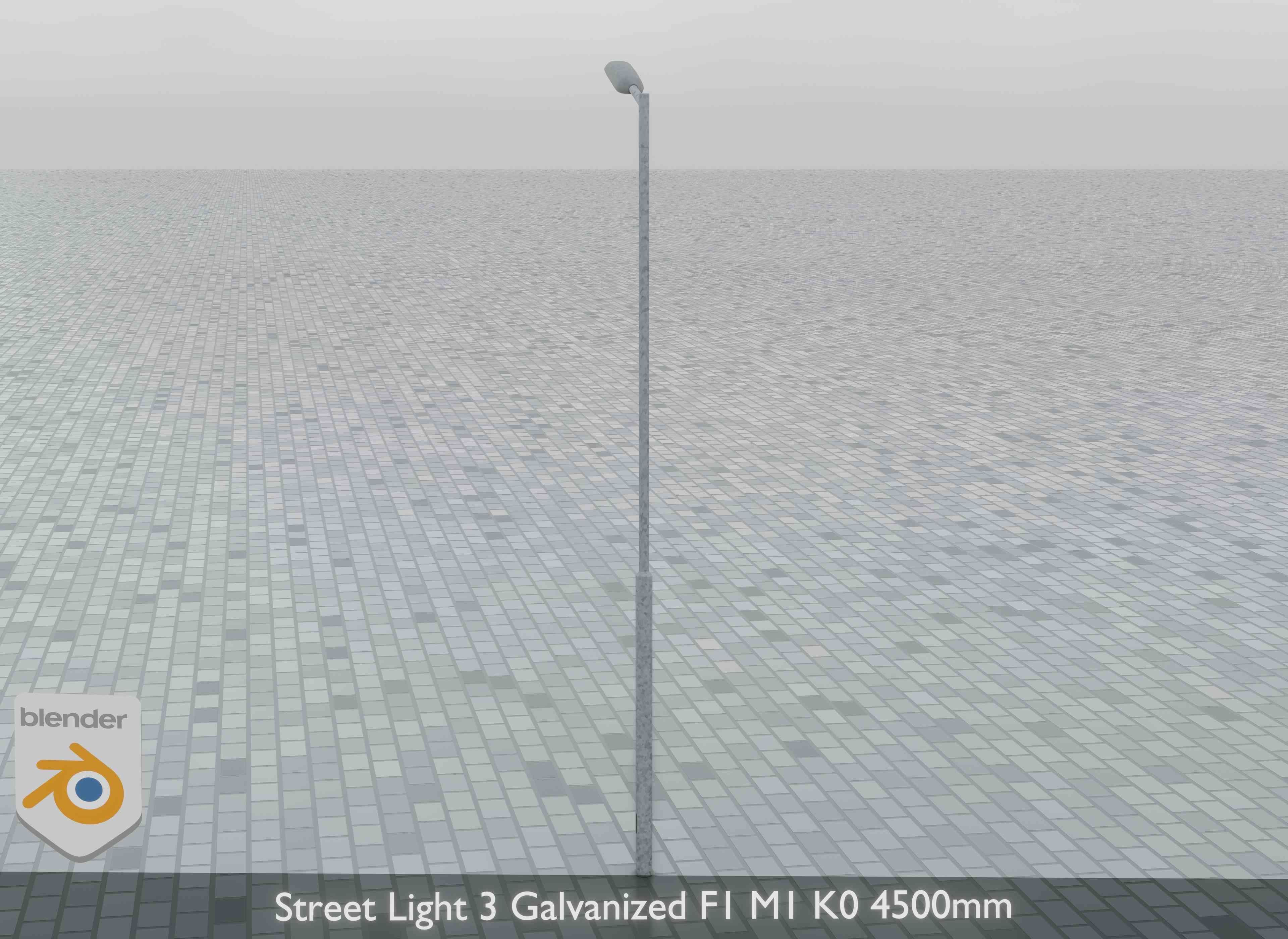 Street Light 3 Galvanized F1 M1 K0 4500mm Low-poly 3D model_5