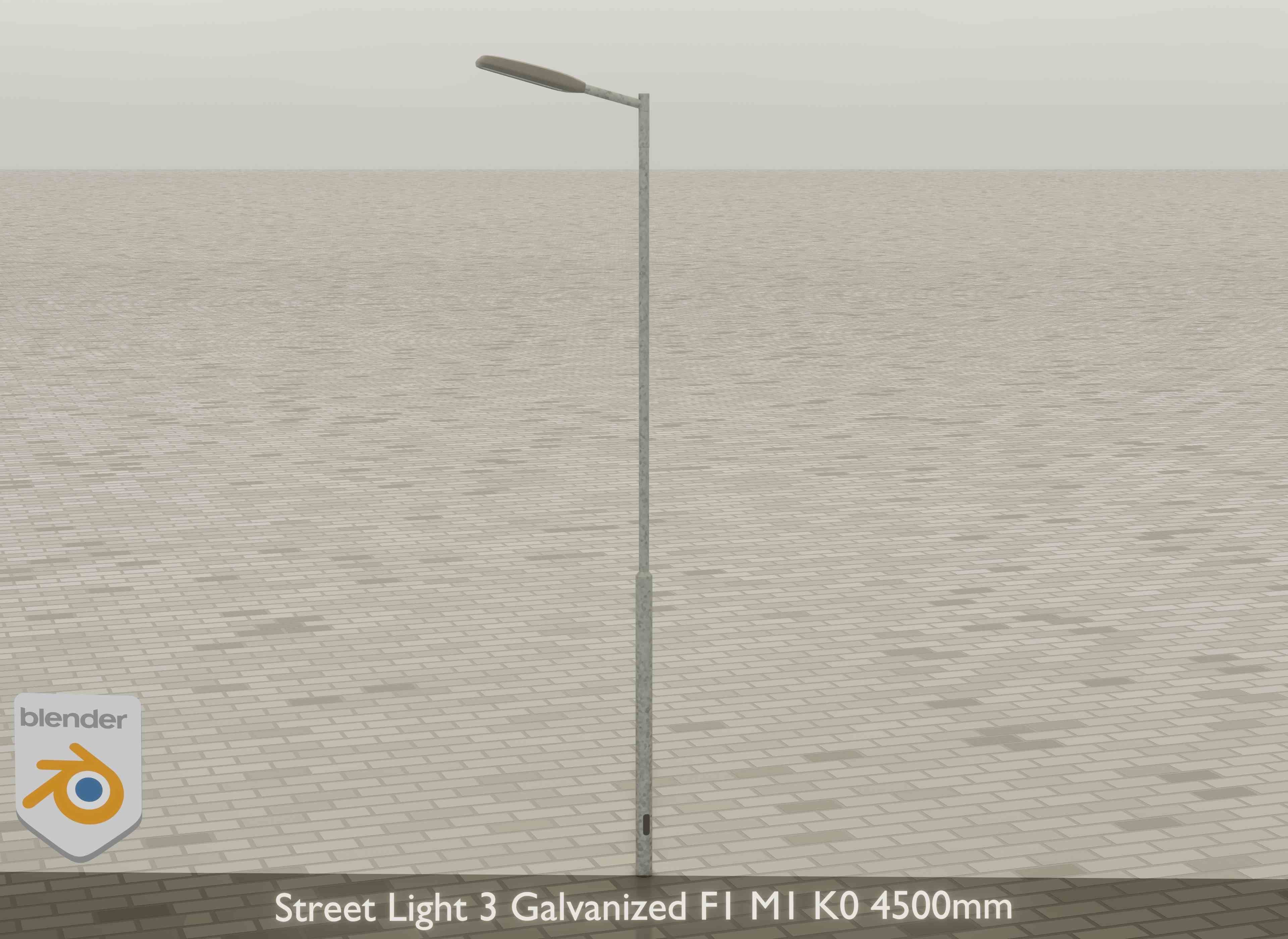 Street Light 3 Galvanized F1 M1 K0 4500mm Low-poly 3D model_17
