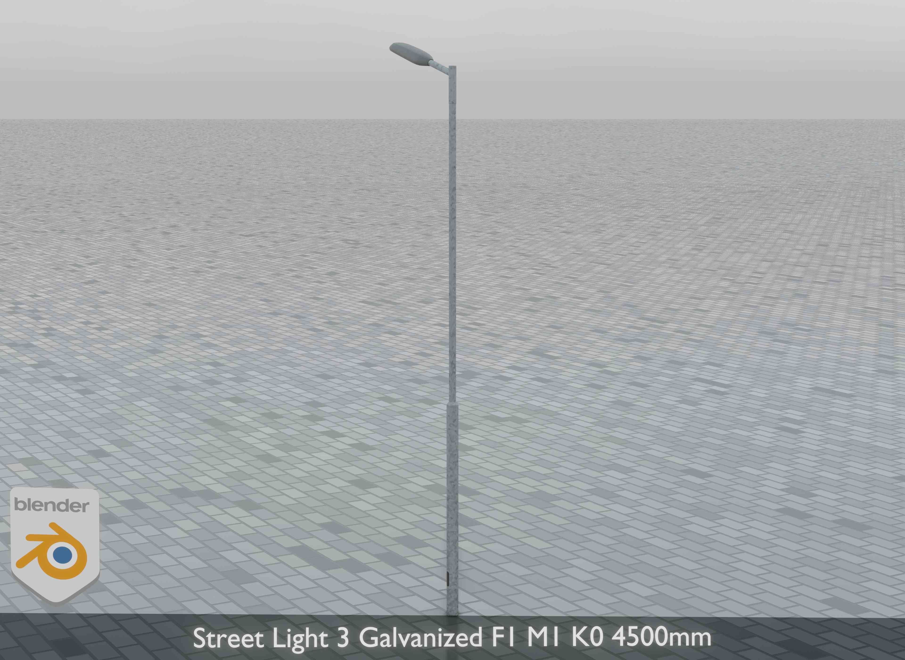 Street Light 3 Galvanized F1 M1 K0 4500mm Low-poly 3D model_4