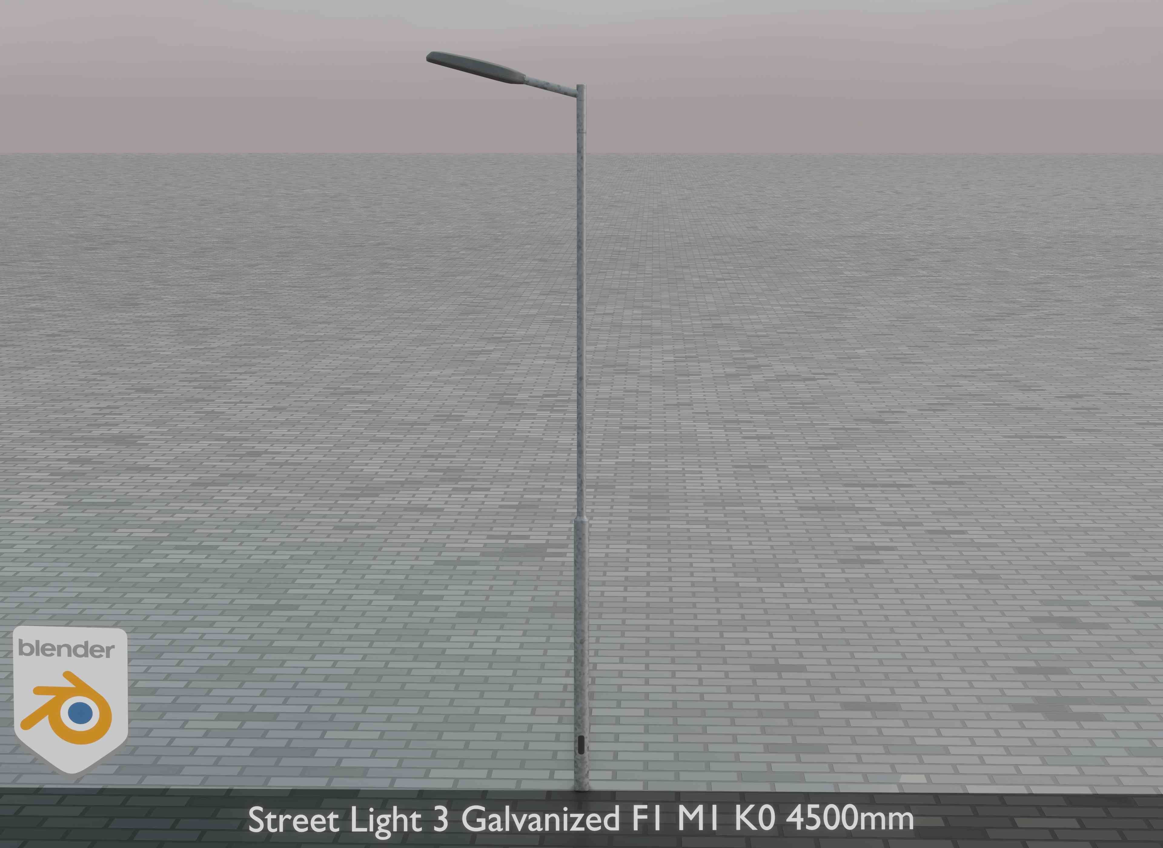 Street Light 3 Galvanized F1 M1 K0 4500mm Low-poly 3D model_36