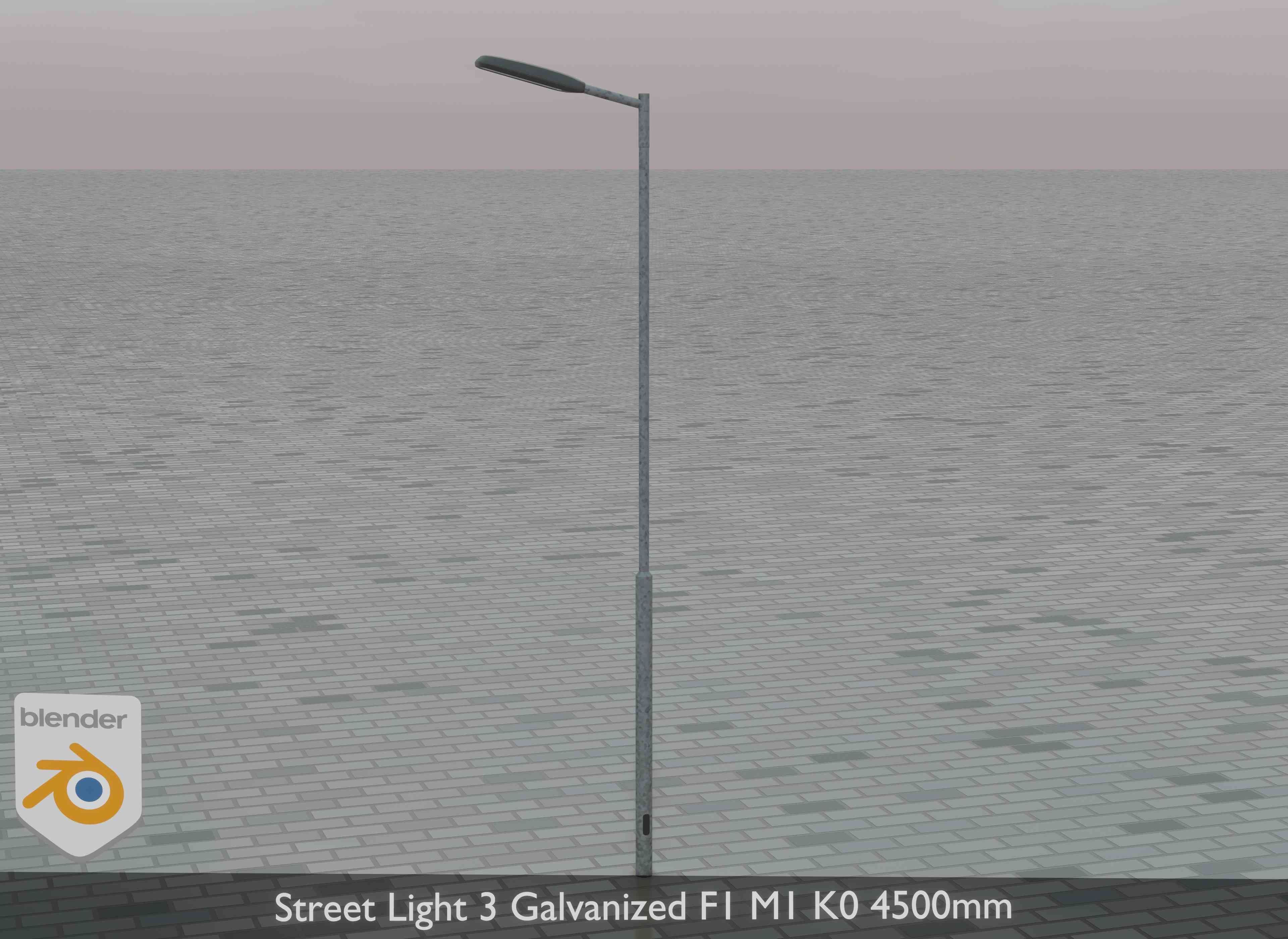 Street Light 3 Galvanized F1 M1 K0 4500mm Low-poly 3D model_35