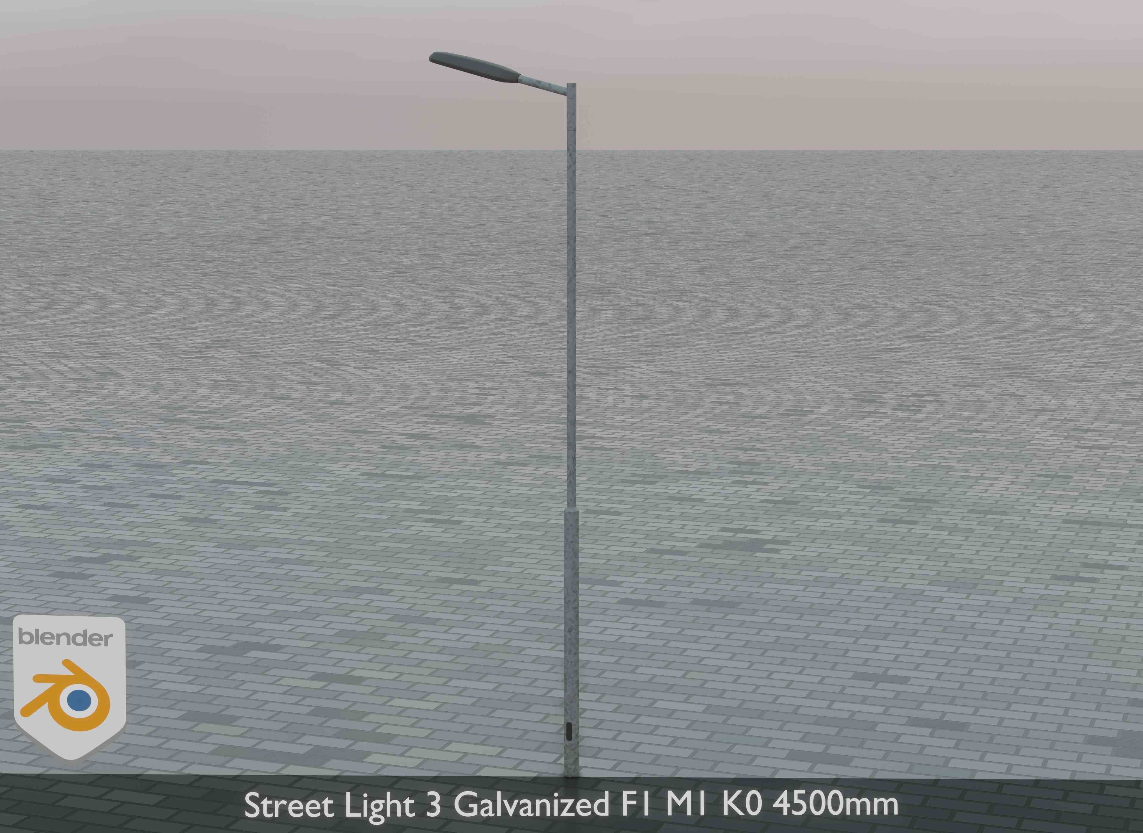 Street Light 3 Galvanized F1 M1 K0 4500mm Low-poly 3D model_1