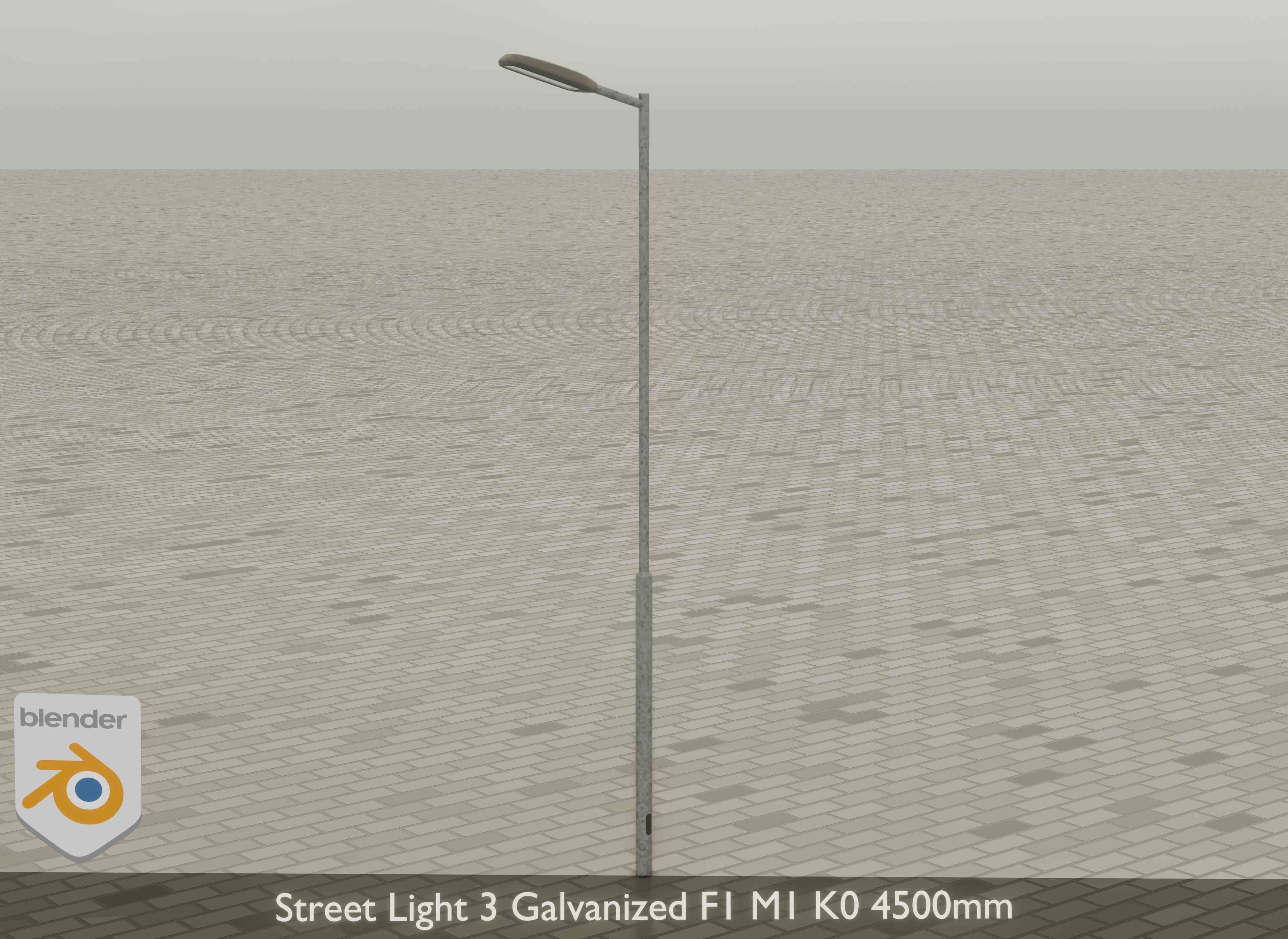 Street Light 3 Galvanized F1 M1 K0 4500mm Low-poly 3D model_16
