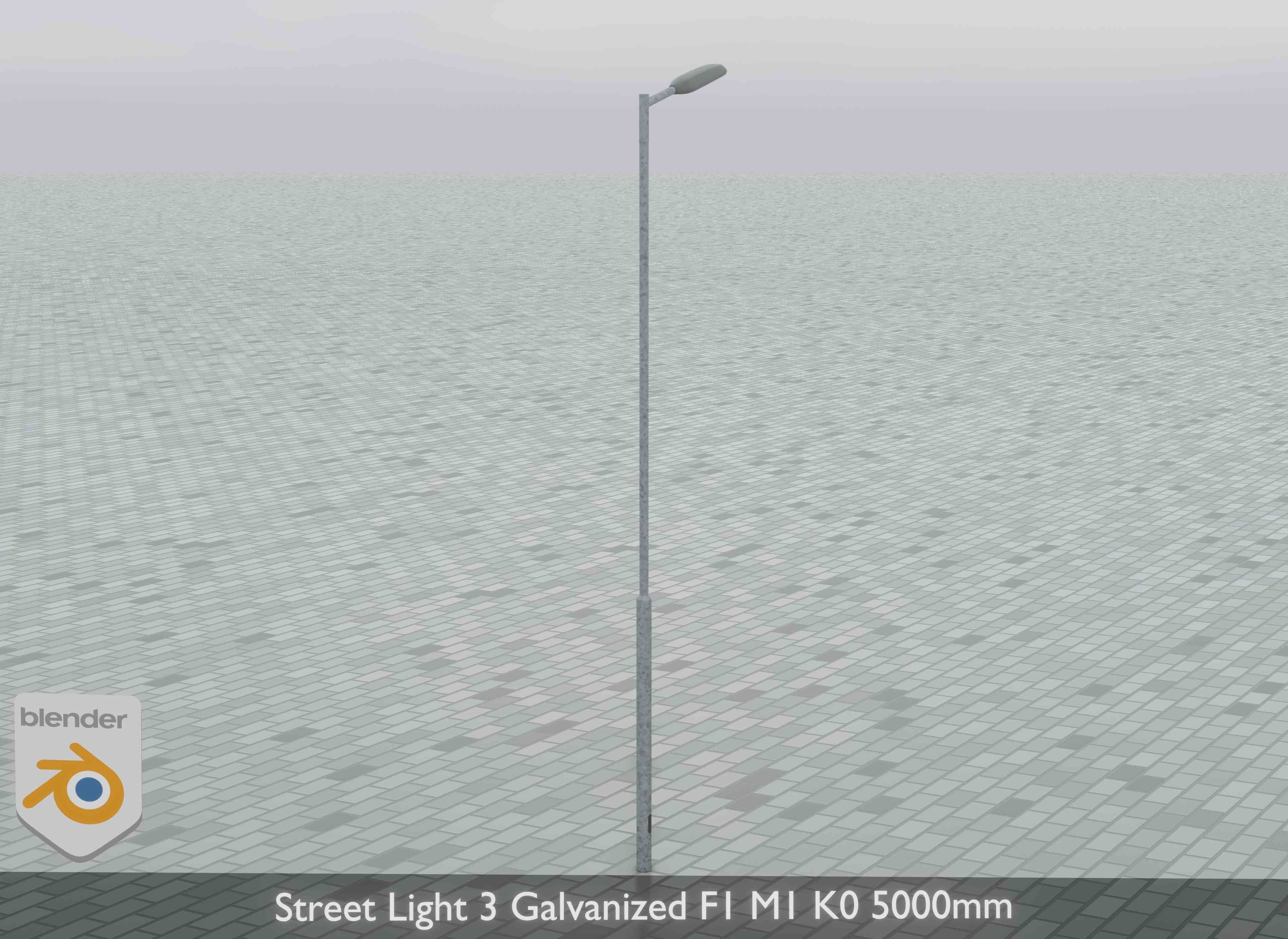 Street Light 3 Galvanized F1 M1 K0 5000mm Low-poly 3D model_8