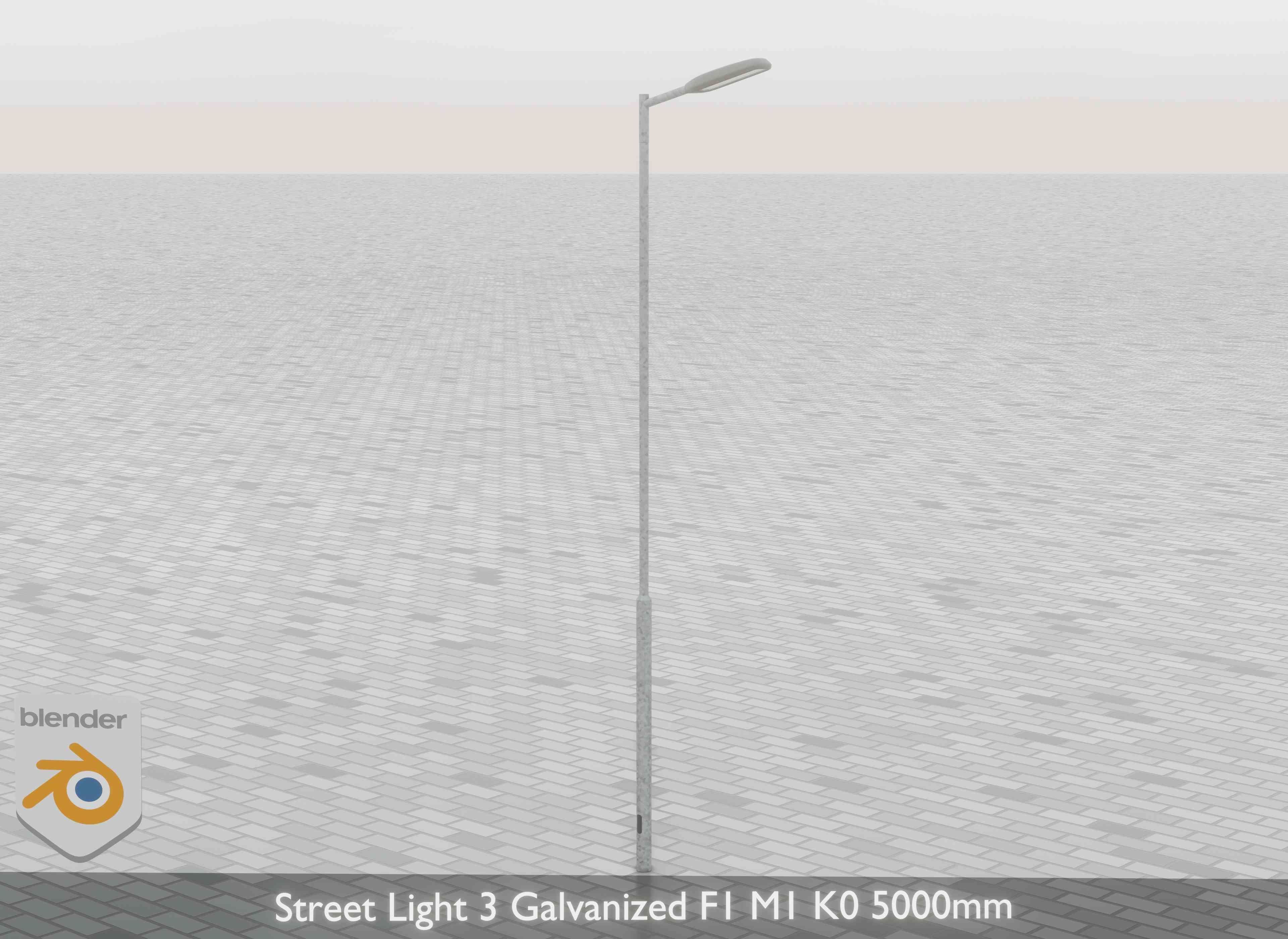 Street Light 3 Galvanized F1 M1 K0 5000mm Low-poly 3D model_29