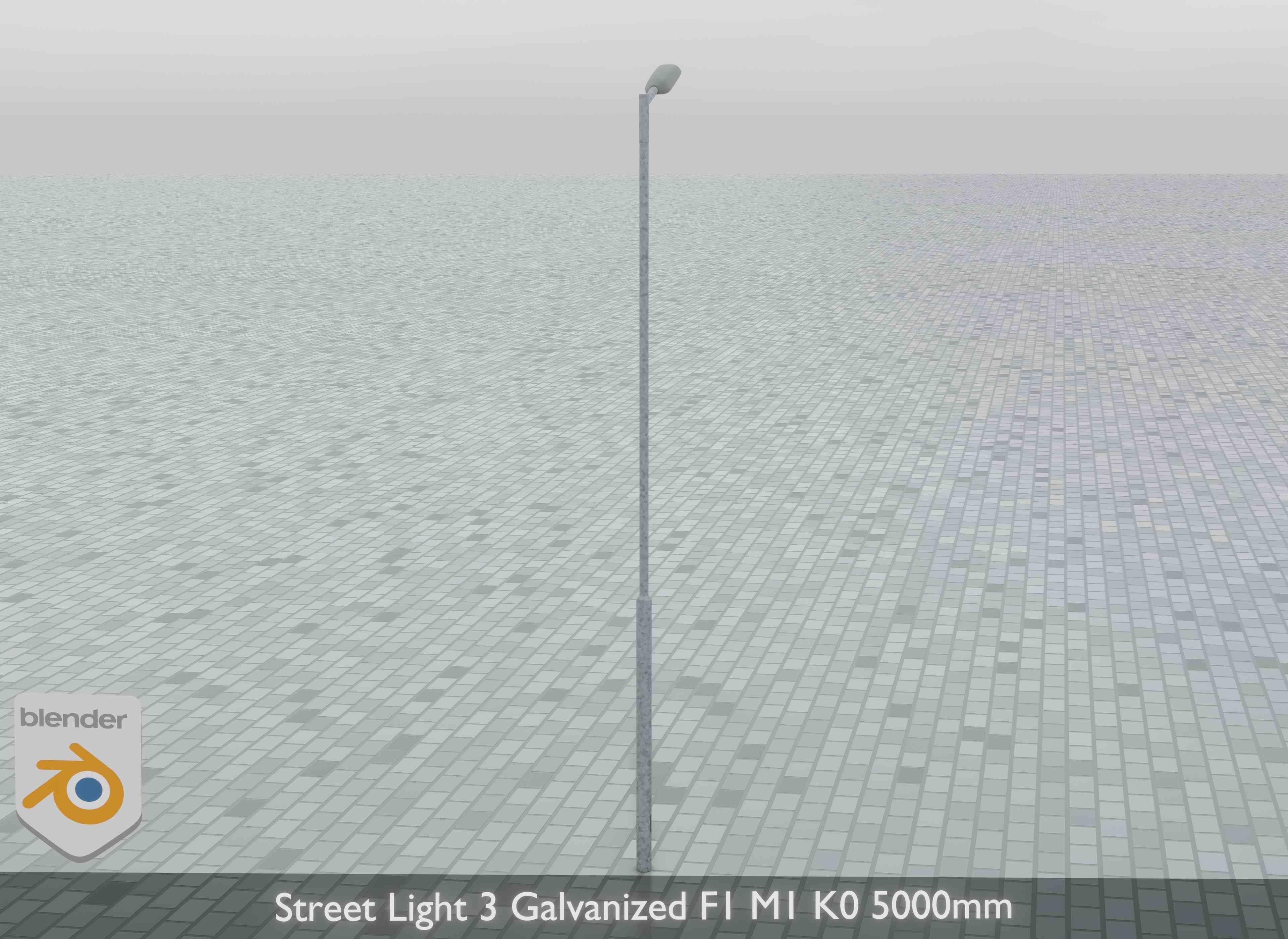 Street Light 3 Galvanized F1 M1 K0 5000mm Low-poly 3D model_7