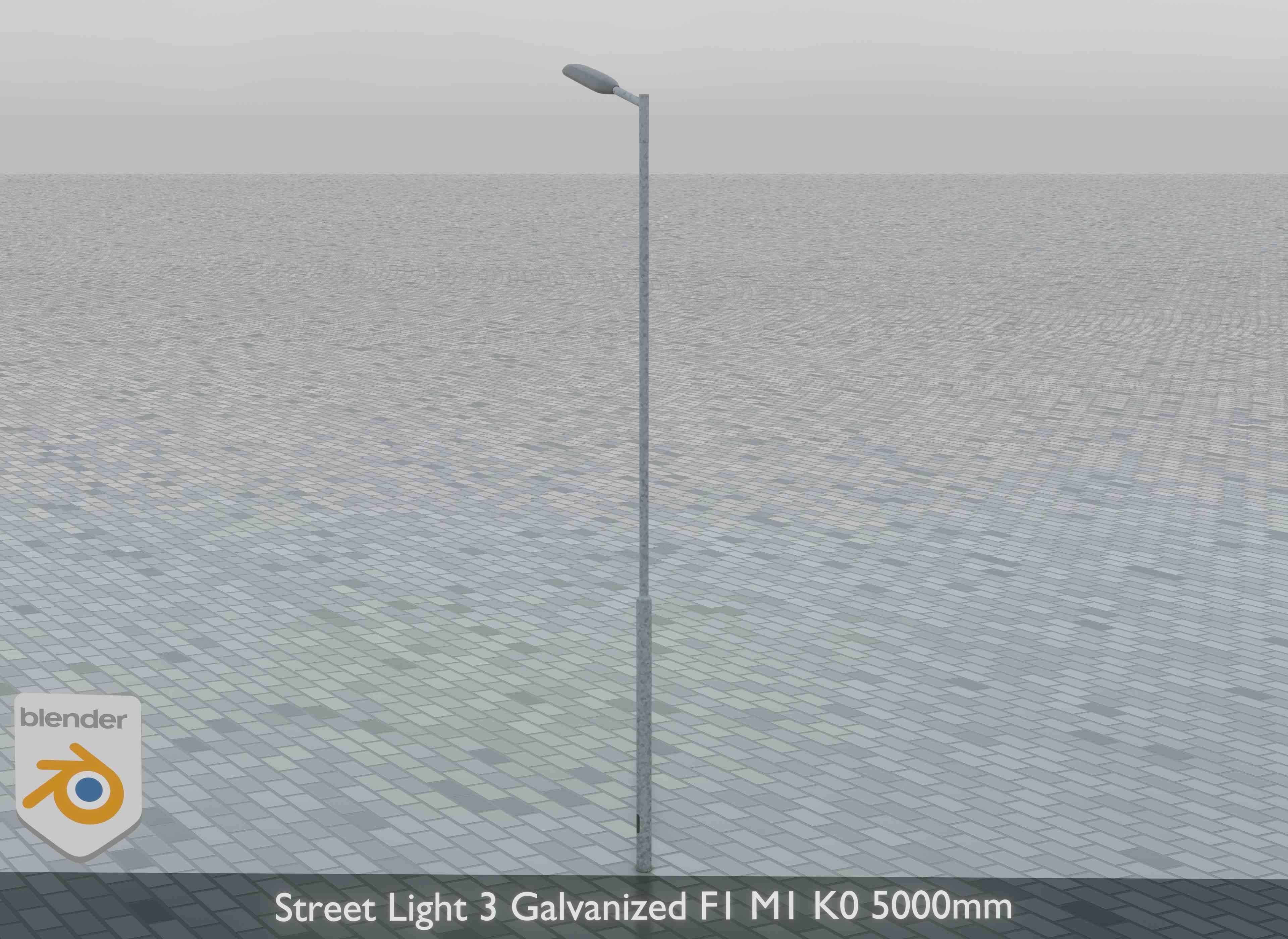 Street Light 3 Galvanized F1 M1 K0 5000mm Low-poly 3D model_5