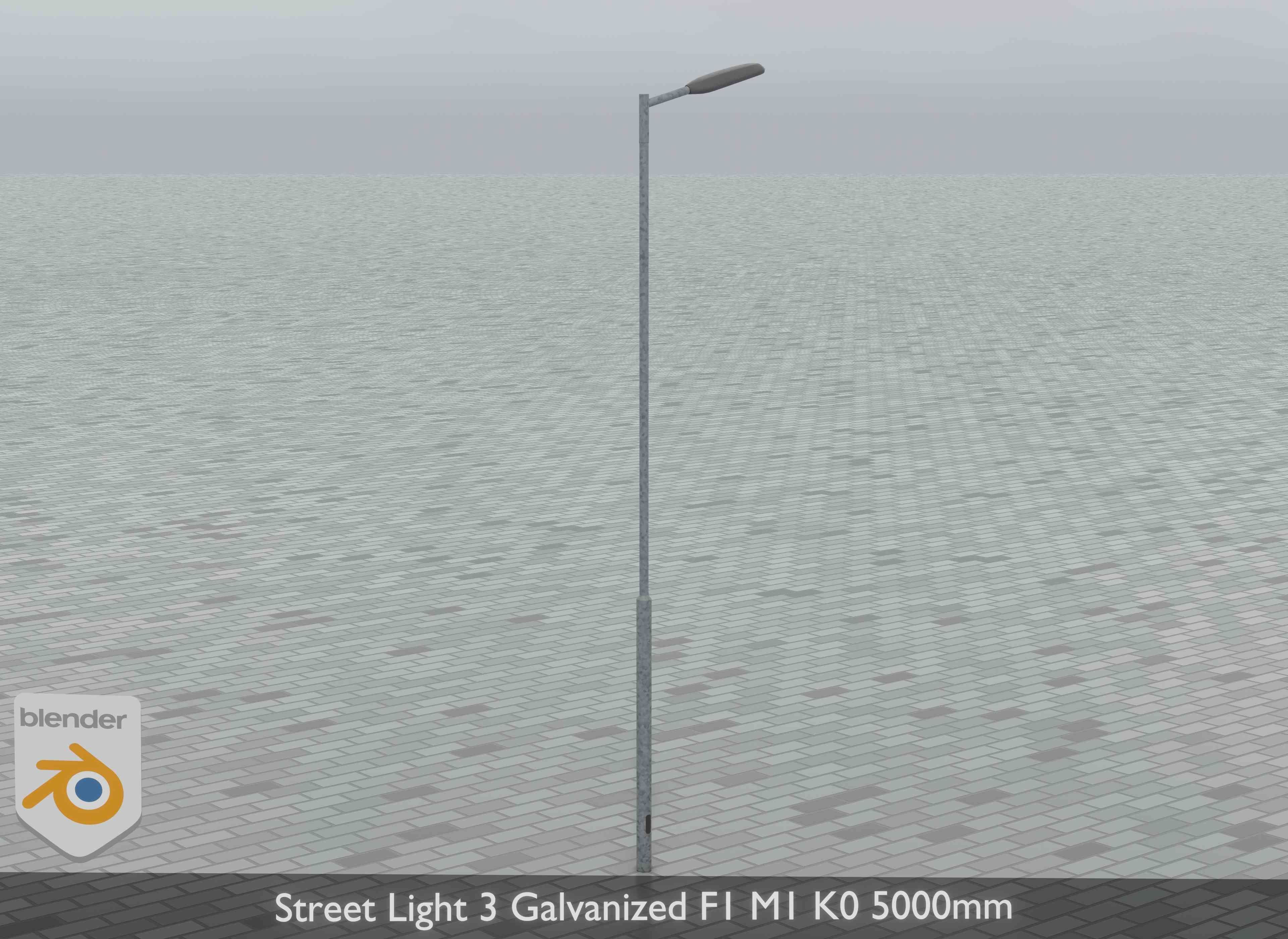 Street Light 3 Galvanized F1 M1 K0 5000mm Low-poly 3D model_9