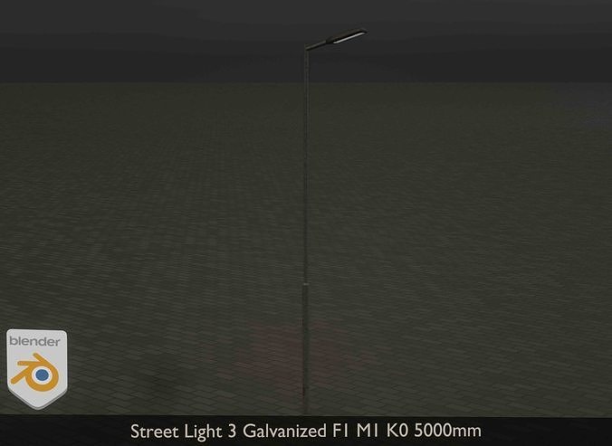 Street Light 3 Galvanized F1 M1 K0 5000mm Low-poly 3D model 3