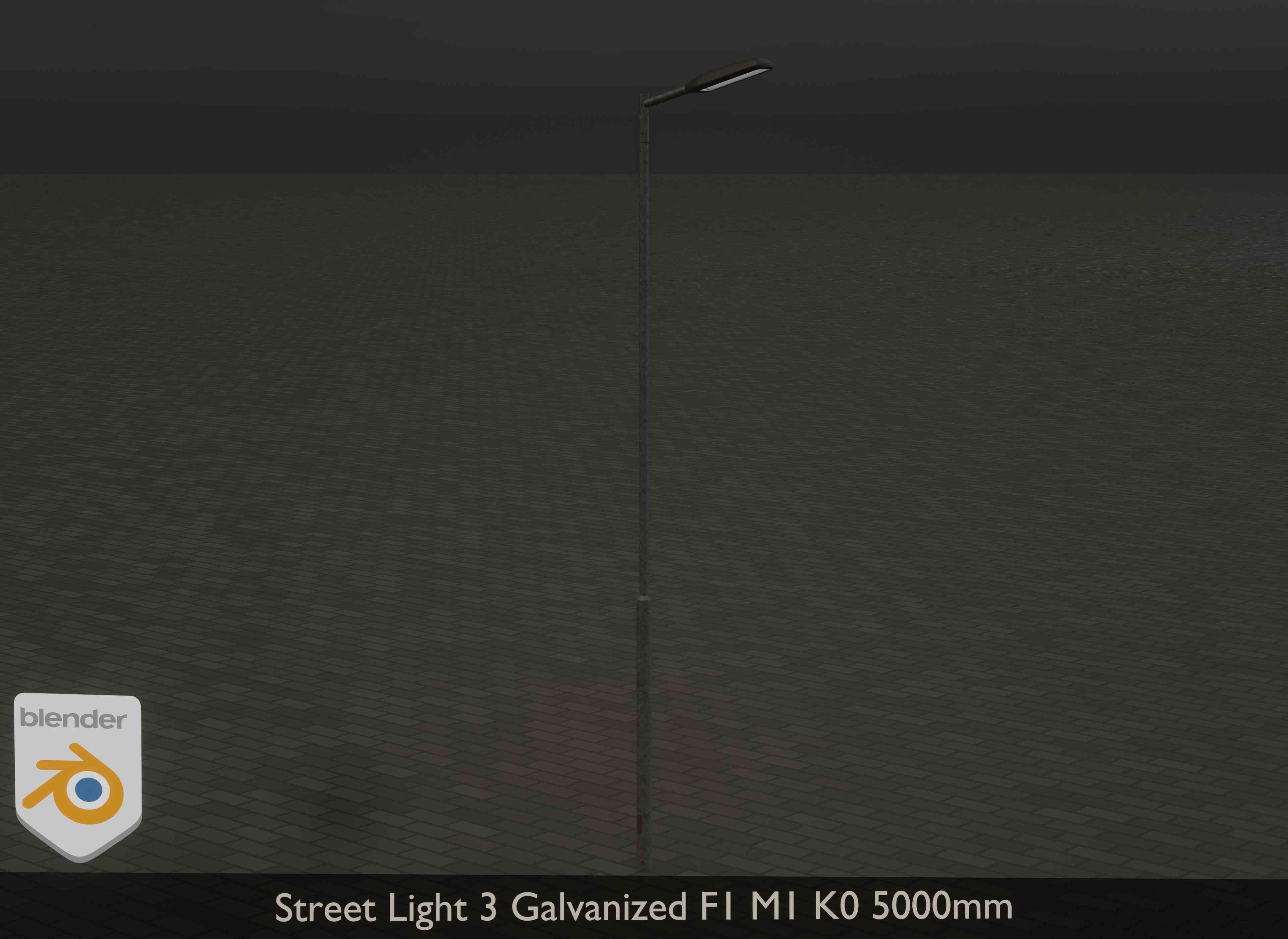 Street Light 3 Galvanized F1 M1 K0 5000mm Low-poly 3D model_2