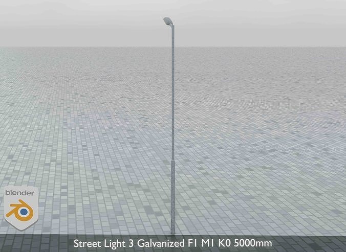 Street Light 3 Galvanized F1 M1 K0 5000mm Low-poly 3D model 7