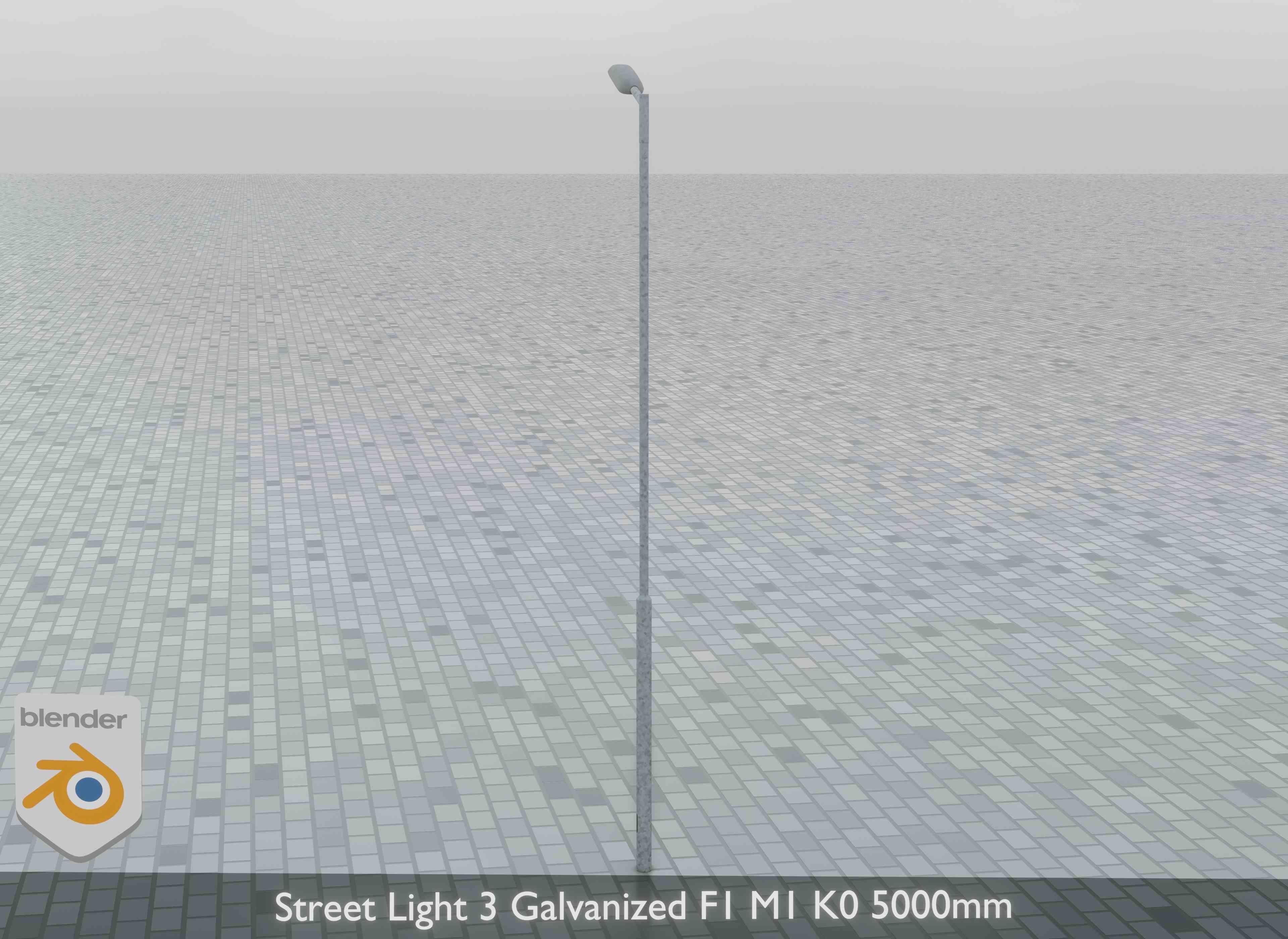 Street Light 3 Galvanized F1 M1 K0 5000mm Low-poly 3D model_6