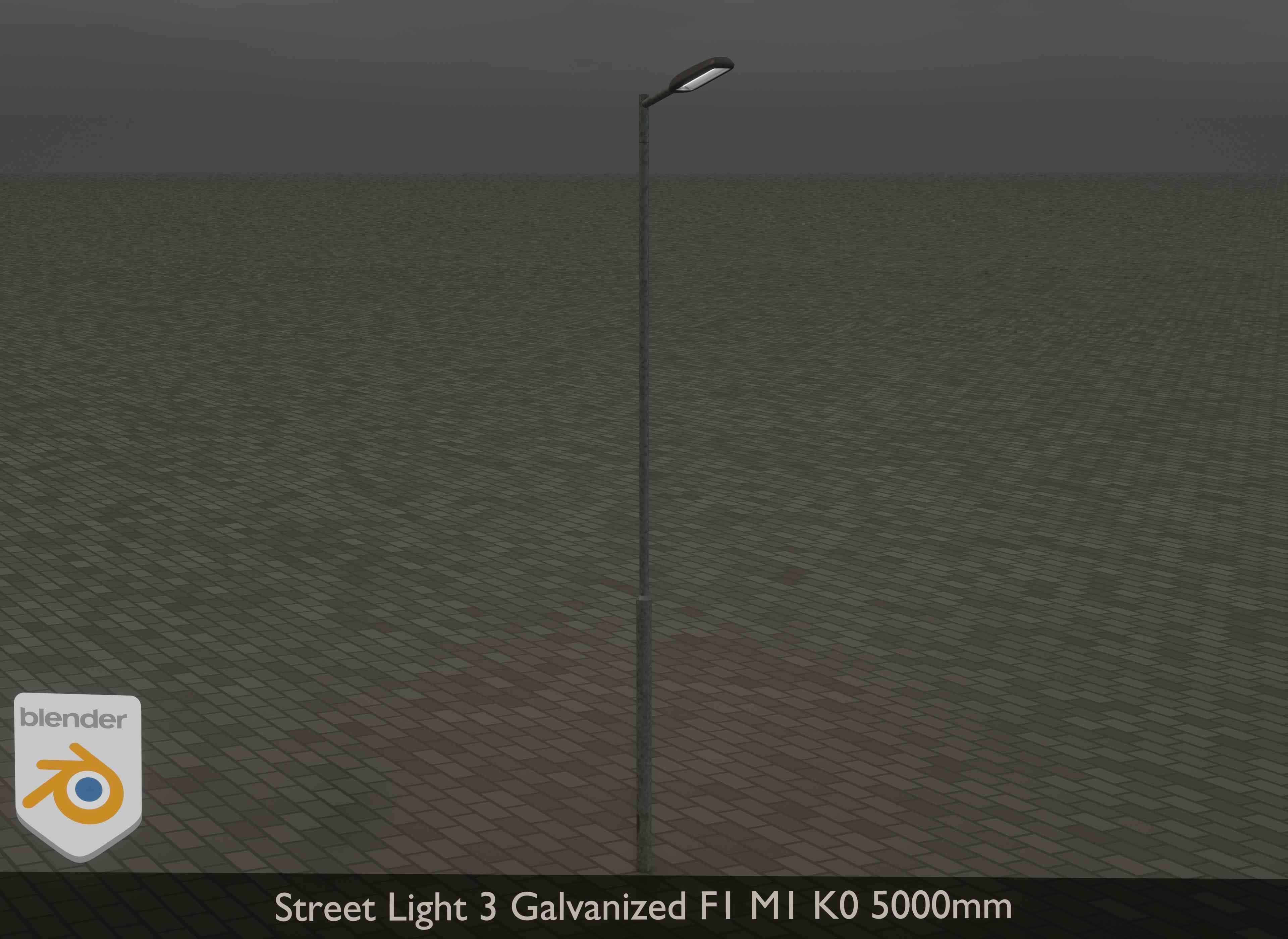 Street Light 3 Galvanized F1 M1 K0 5000mm Low-poly 3D model_12