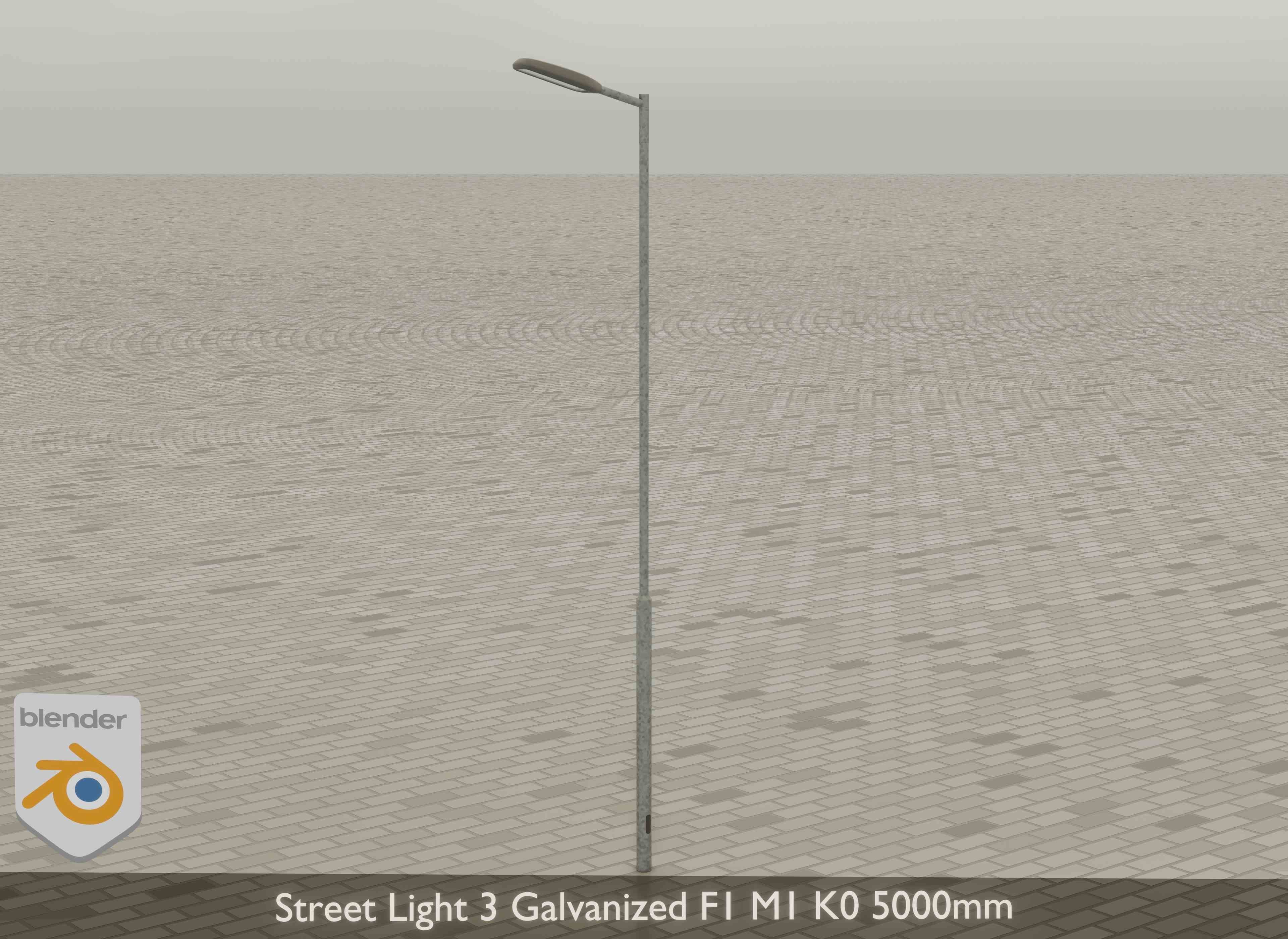 Street Light 3 Galvanized F1 M1 K0 5000mm Low-poly 3D model_16