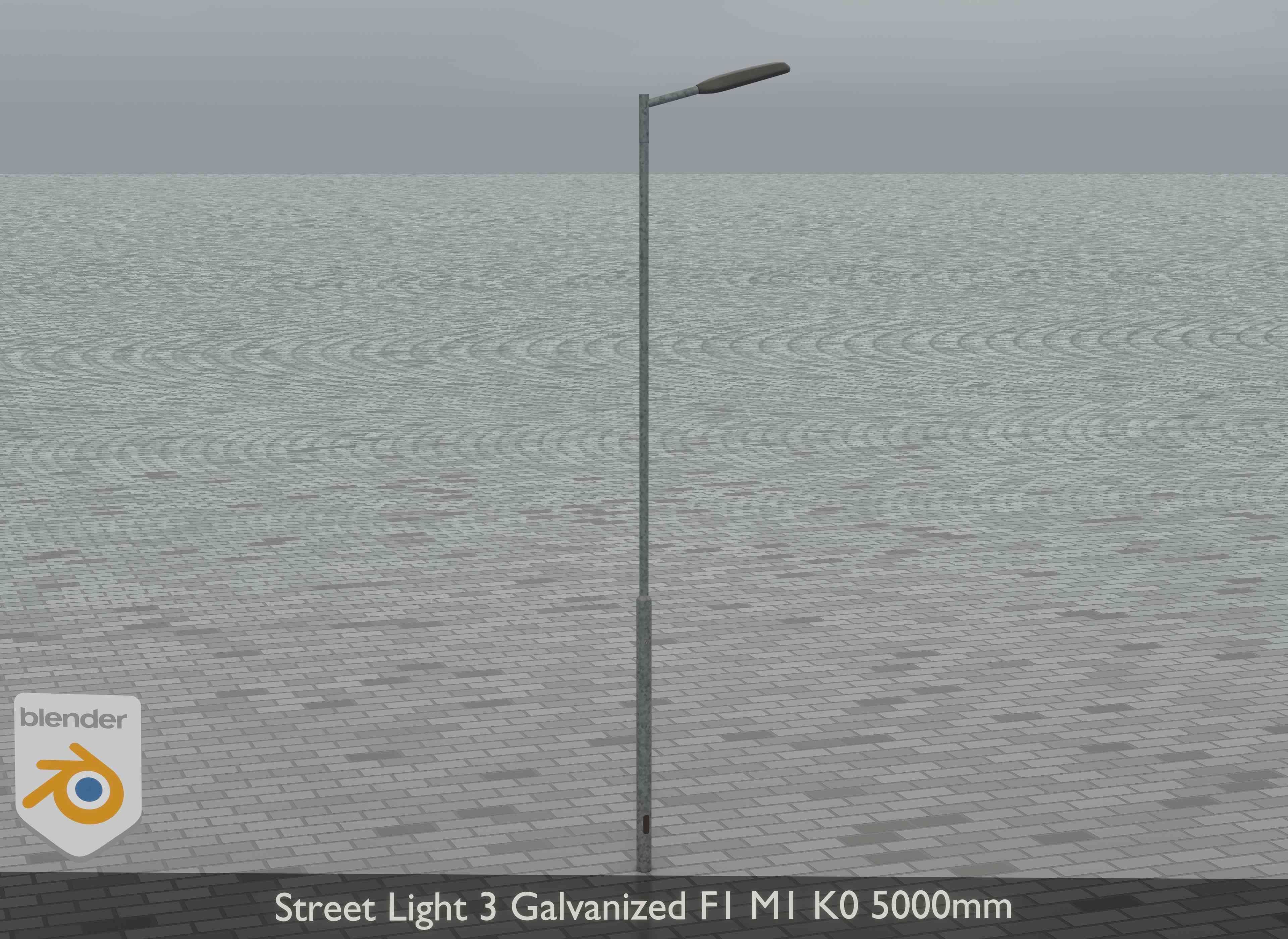 Street Light 3 Galvanized F1 M1 K0 5000mm Low-poly 3D model_10