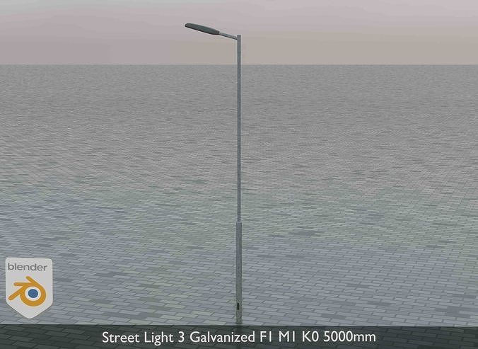 Street Light 3 Galvanized F1 M1 K0 5000mm Low-poly 3D model 4