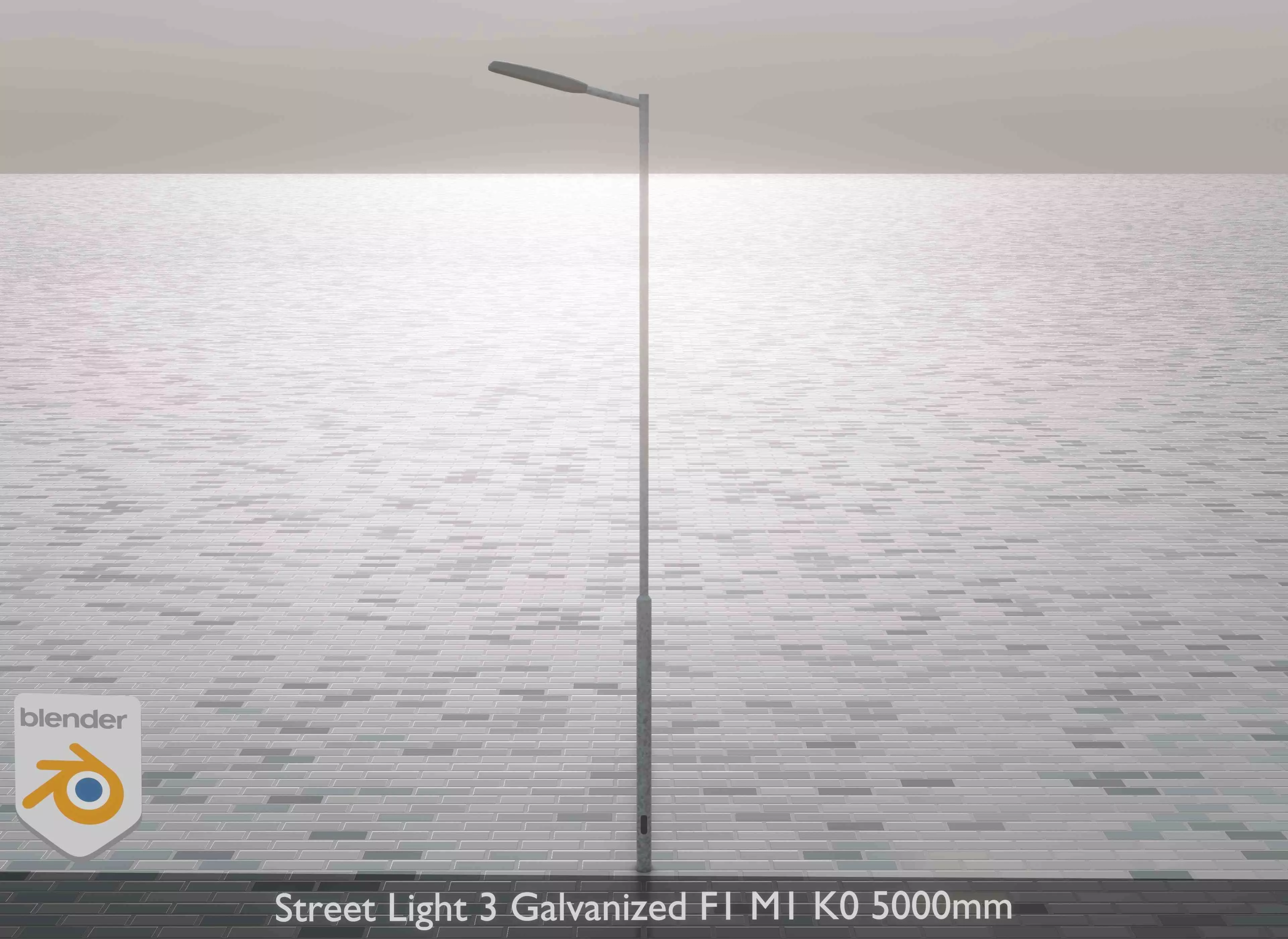 Street Light 3 Galvanized F1 M1 K0 5000mm Low-poly 3D model_0