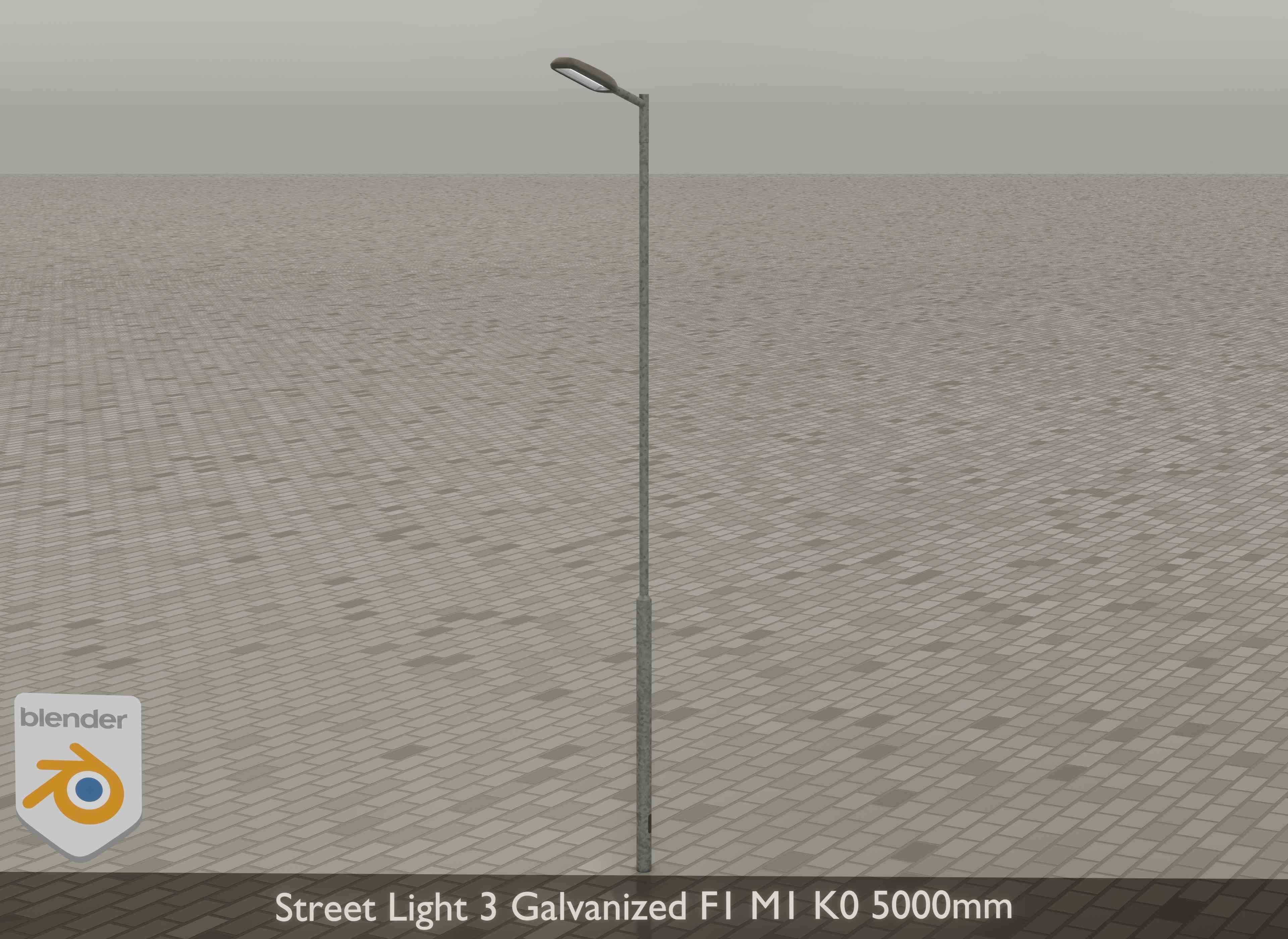Street Light 3 Galvanized F1 M1 K0 5000mm Low-poly 3D model_15