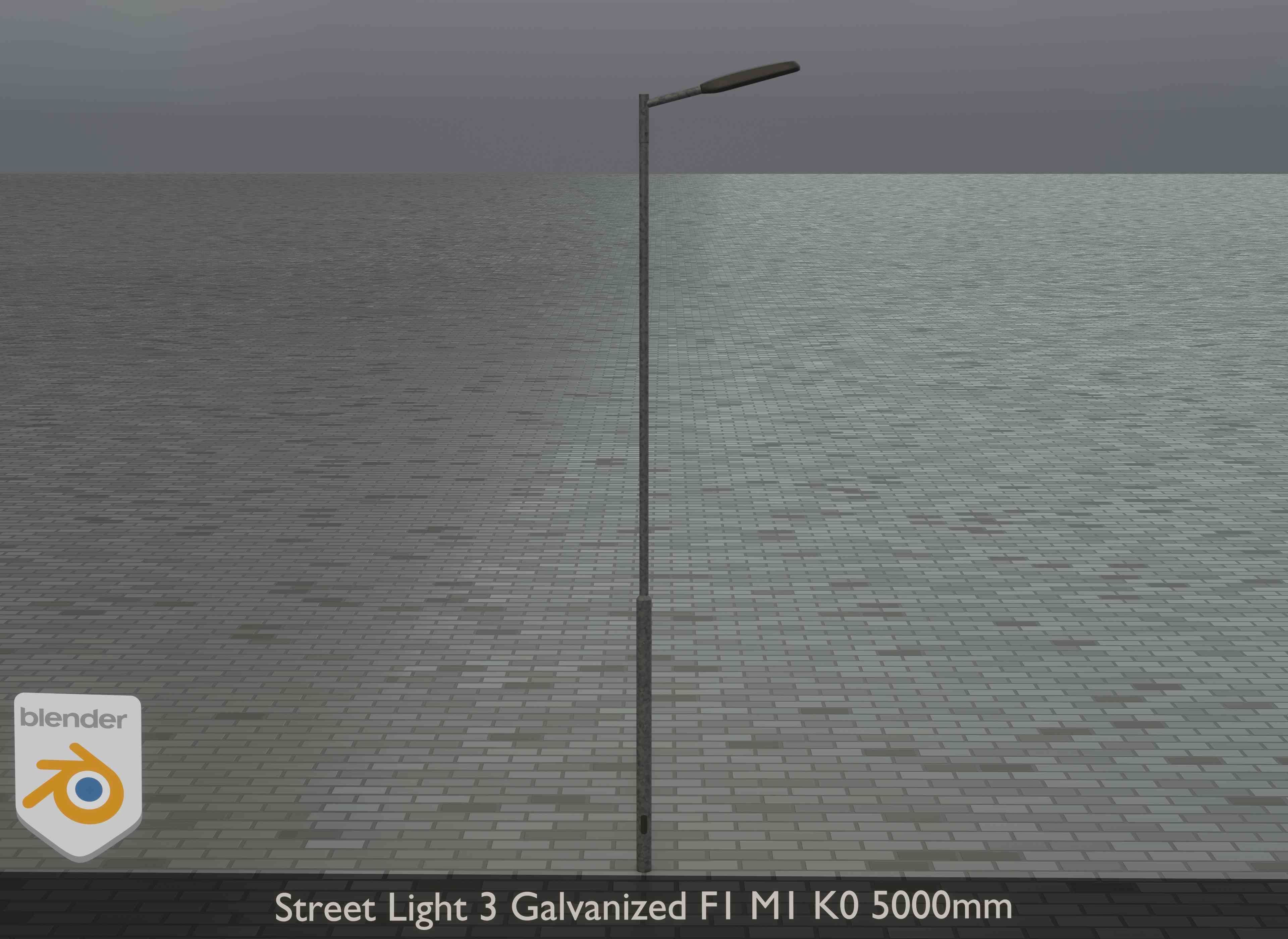 Street Light 3 Galvanized F1 M1 K0 5000mm Low-poly 3D model_11