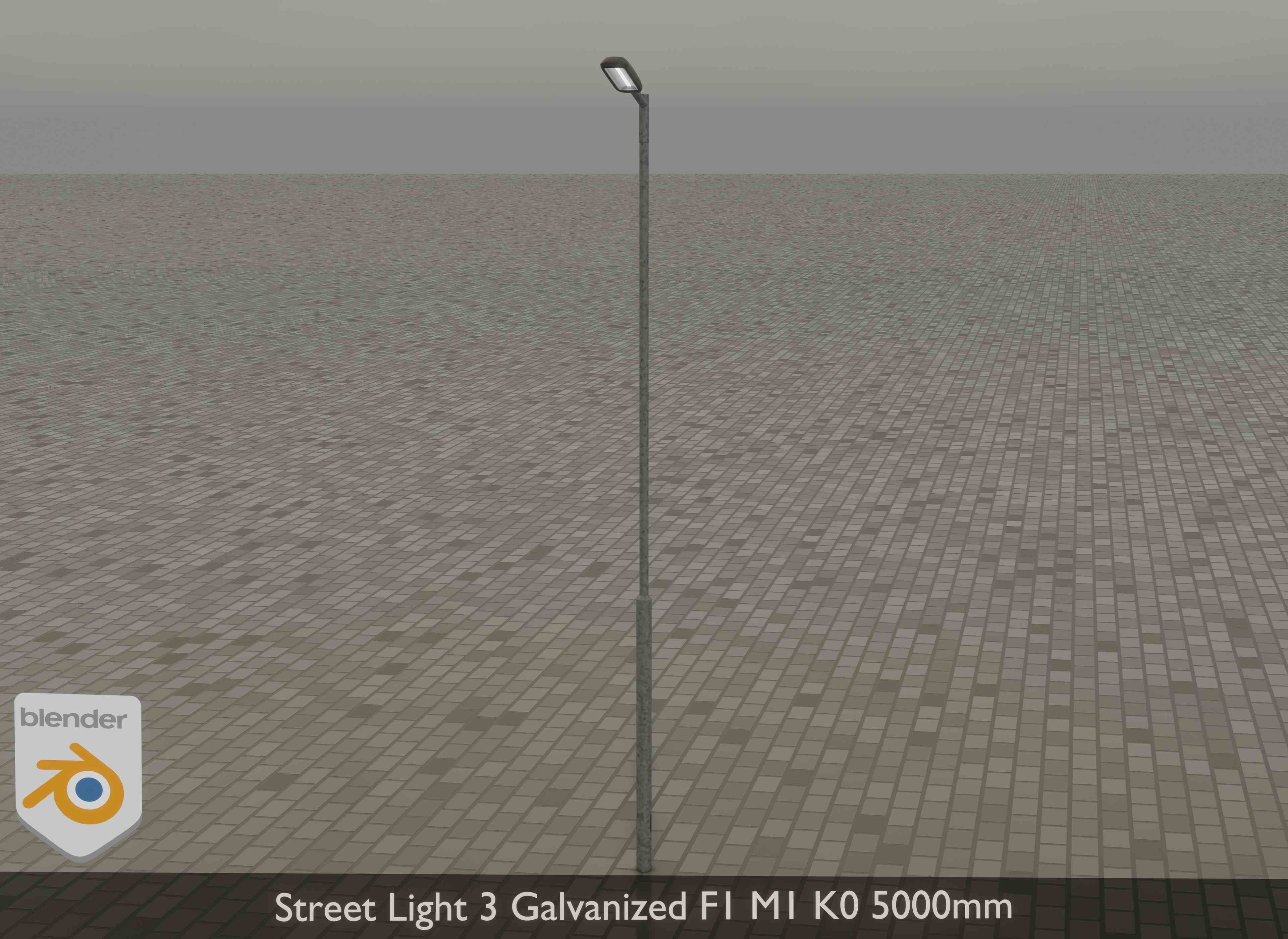 Street Light 3 Galvanized F1 M1 K0 5000mm Low-poly 3D model_14
