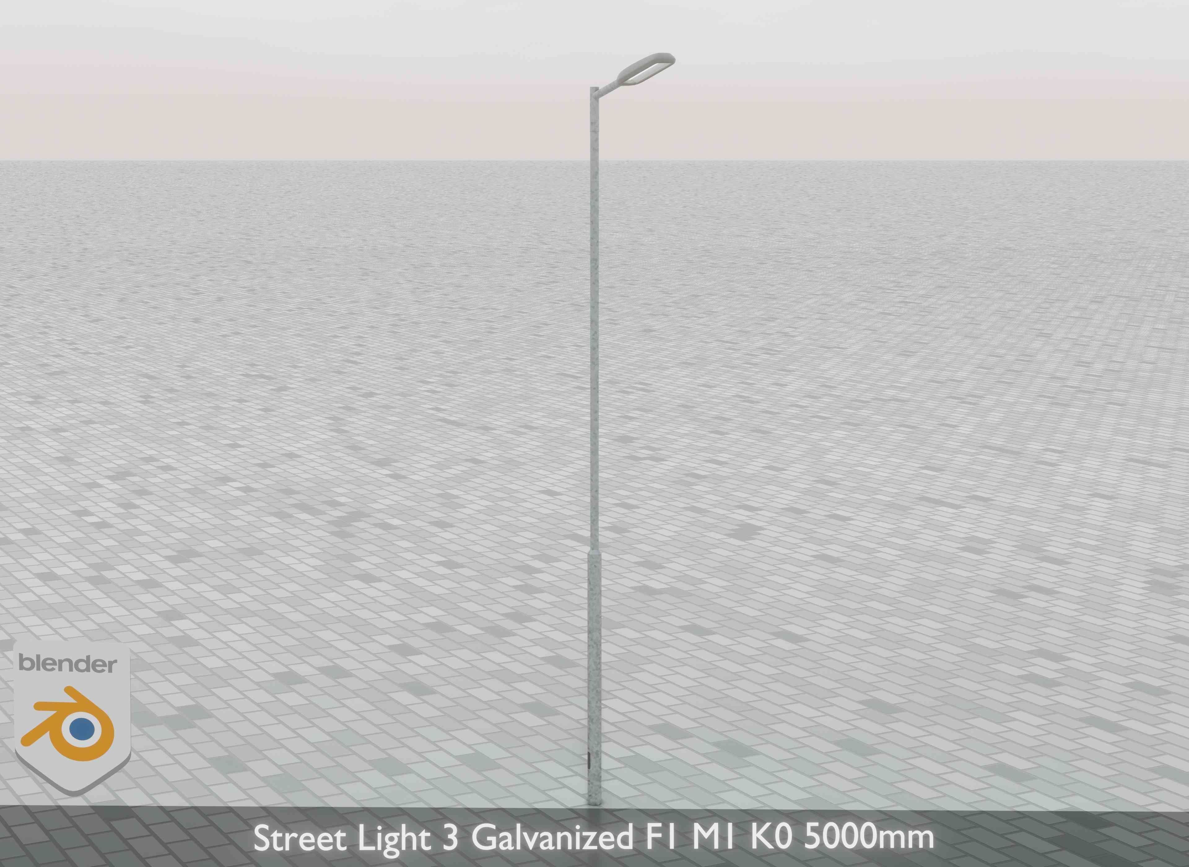 Street Light 3 Galvanized F1 M1 K0 5000mm Low-poly 3D model_30