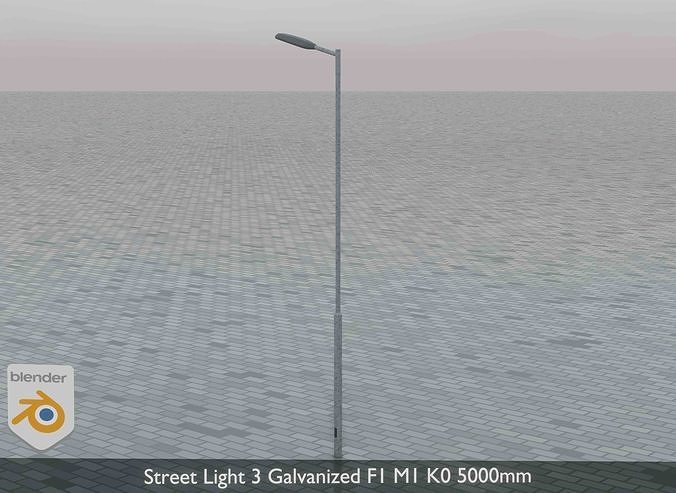 Street Light 3 Galvanized F1 M1 K0 5000mm Low-poly 3D model 5