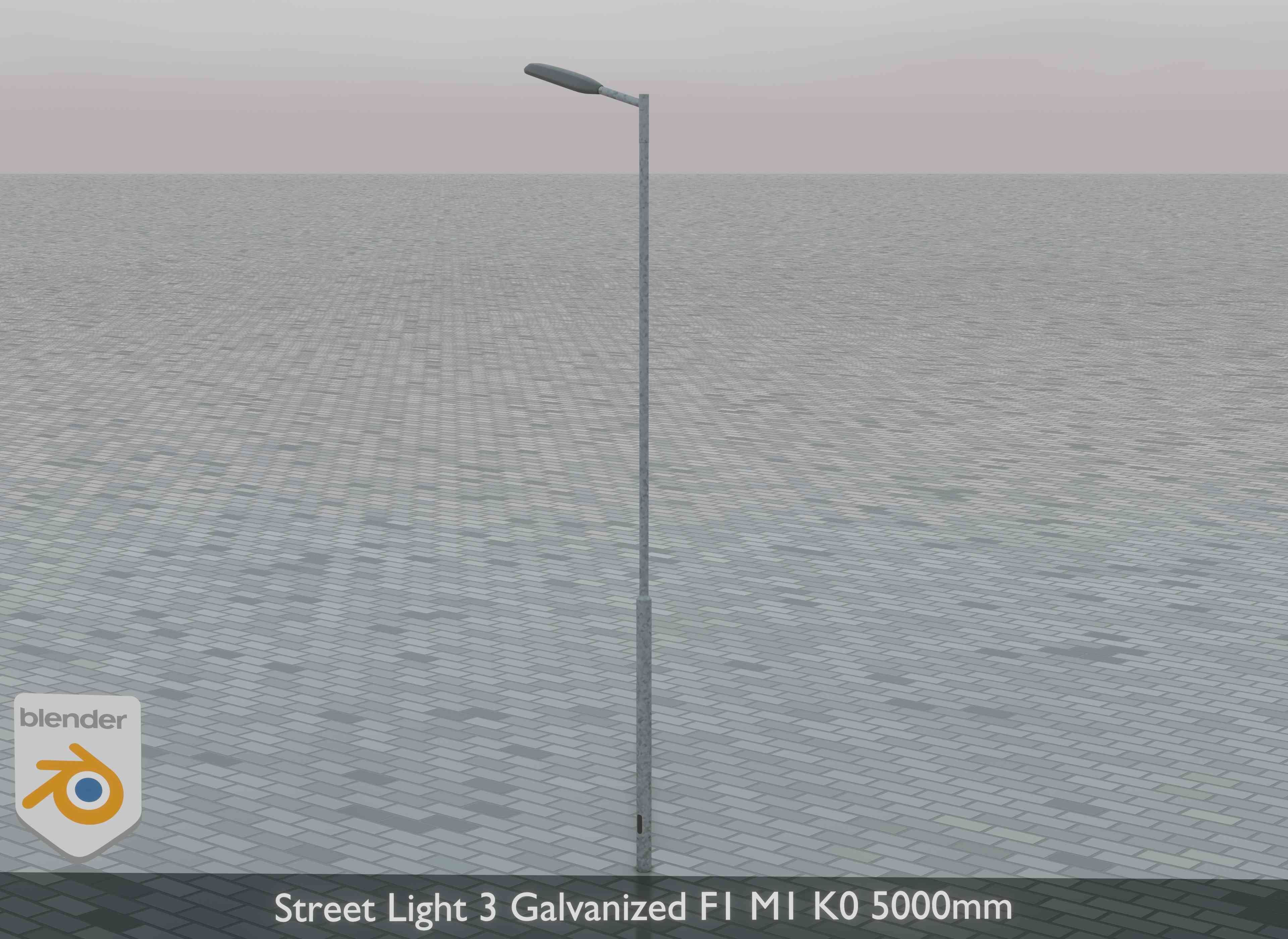 Street Light 3 Galvanized F1 M1 K0 5000mm Low-poly 3D model_4
