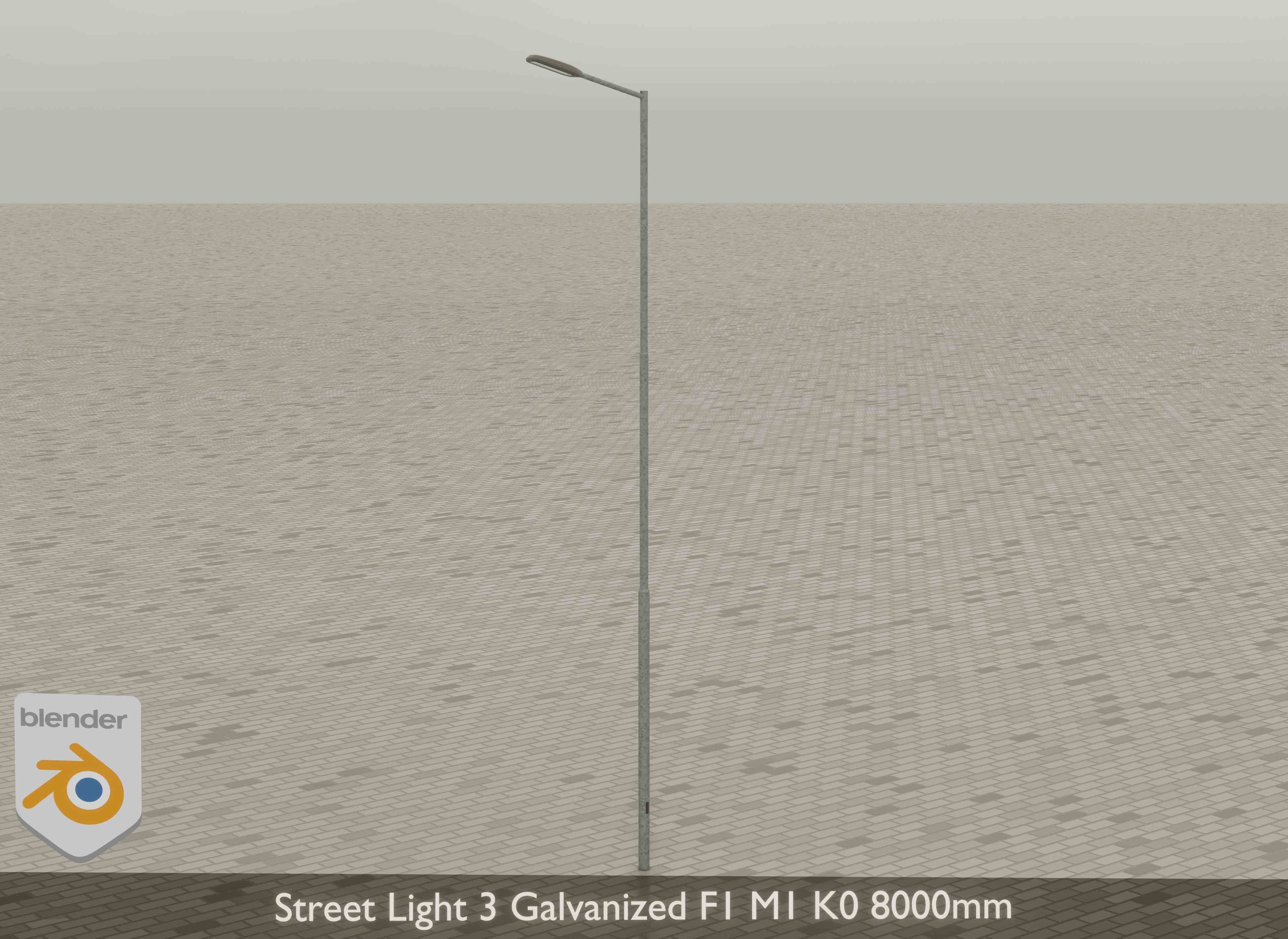 Street Light 3 Galvanized F1 M1 K0 8000mm Low-poly 3D model_16